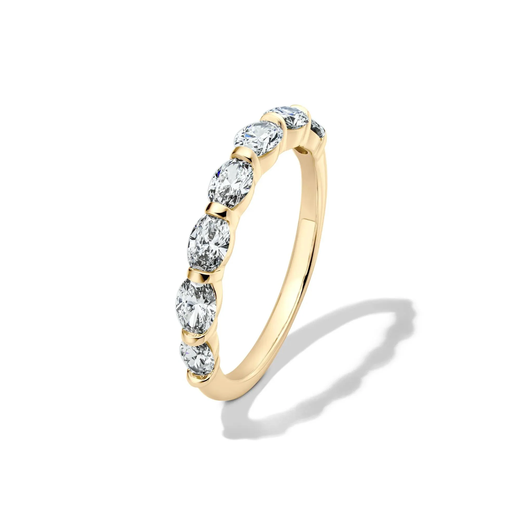 1 CT. Tw. Lab Grown Diamond Seven-Stone Wedding Band Ring 14K Yellow Gold Size 8.5 2mm - Image 4