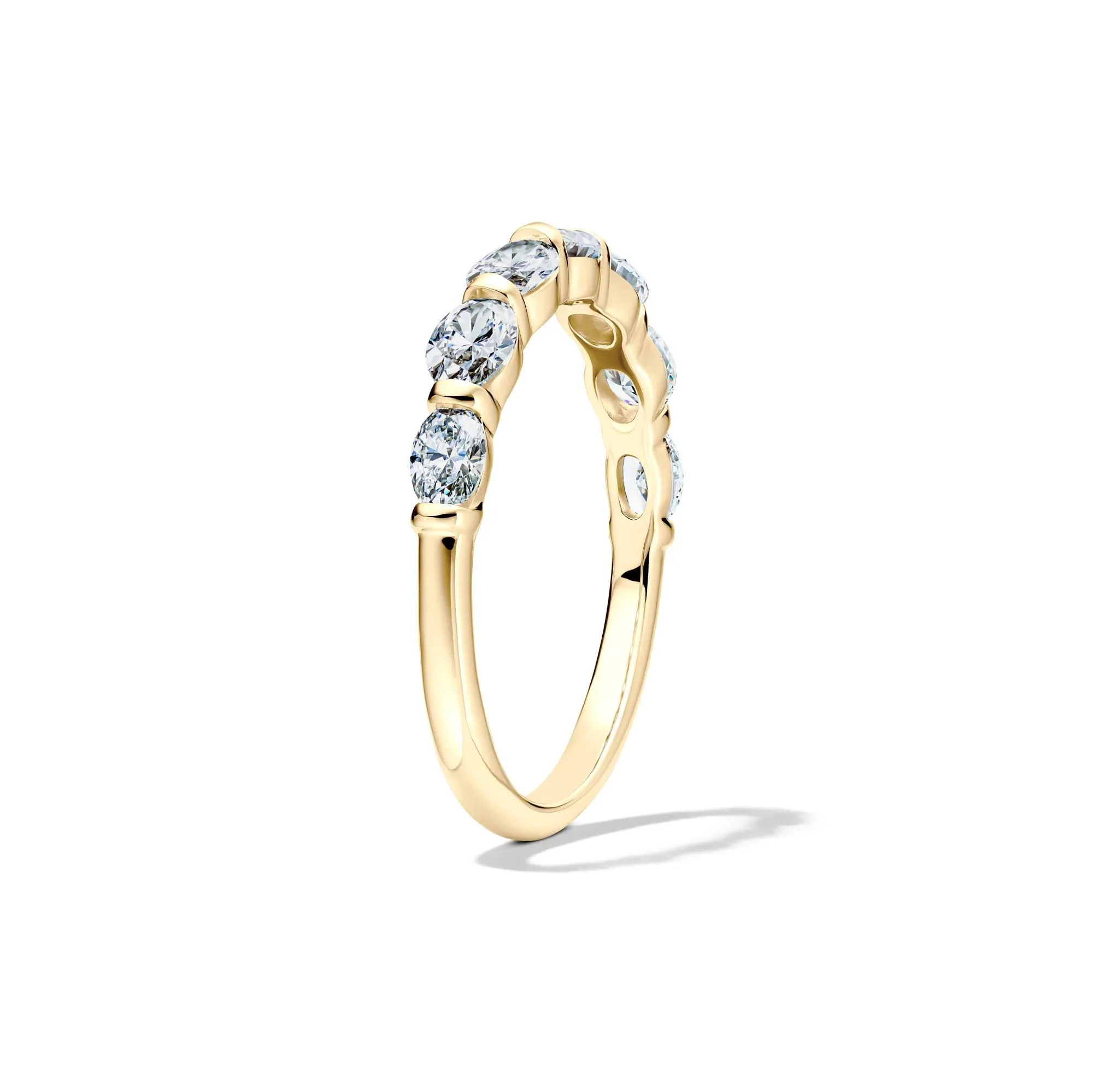 1 CT. Tw. Lab Grown Diamond Seven-Stone Wedding Band Ring 14K Yellow Gold Size 9 2mm - Image 3