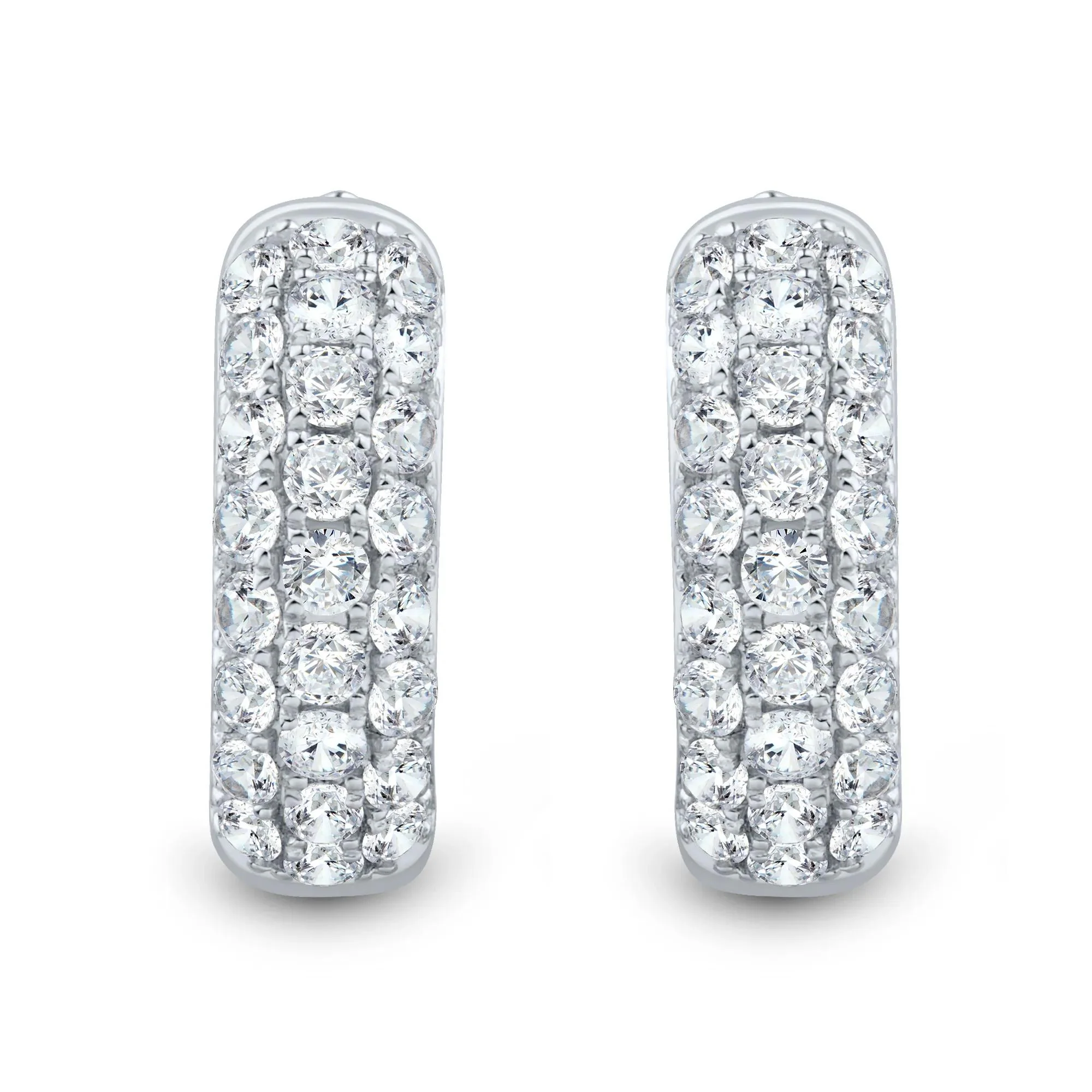 1/2 CT. Tw. Lab Grown Diamond Hoop Earrings 14K White Gold Size 17.00mm - Image 2