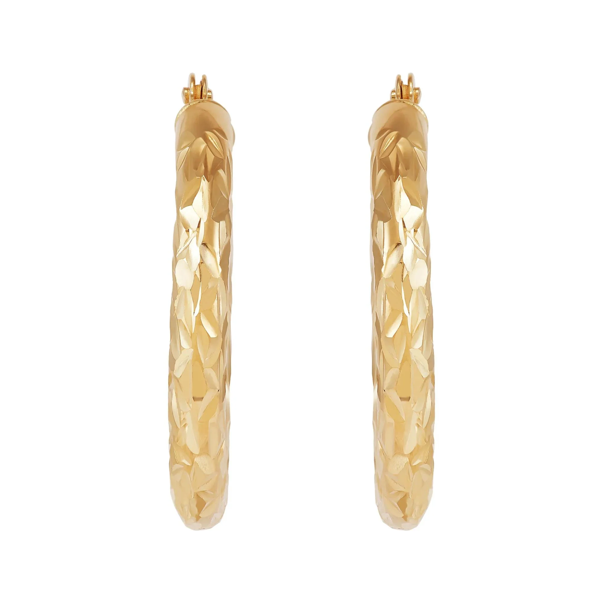 Crystal Cut Hoop Earrings 10K Yellow Gold Size 18.00mm - Image 2