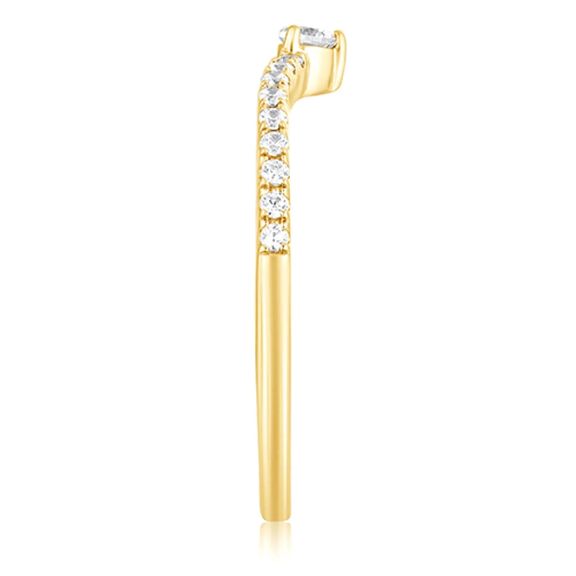 1/5 CT. Tw. Diamond Contour Band Ring 10K Yellow Gold Size 6.5 - Image 3
