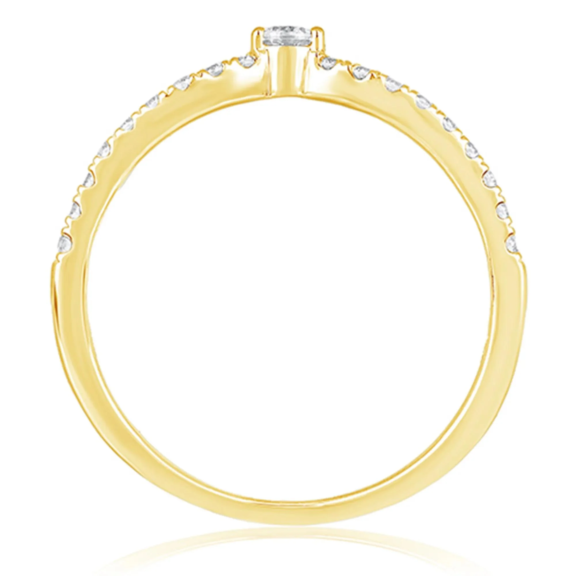 1/5 CT. Tw. Diamond Contour Band Ring 10K Yellow Gold Size 9 - Image 2