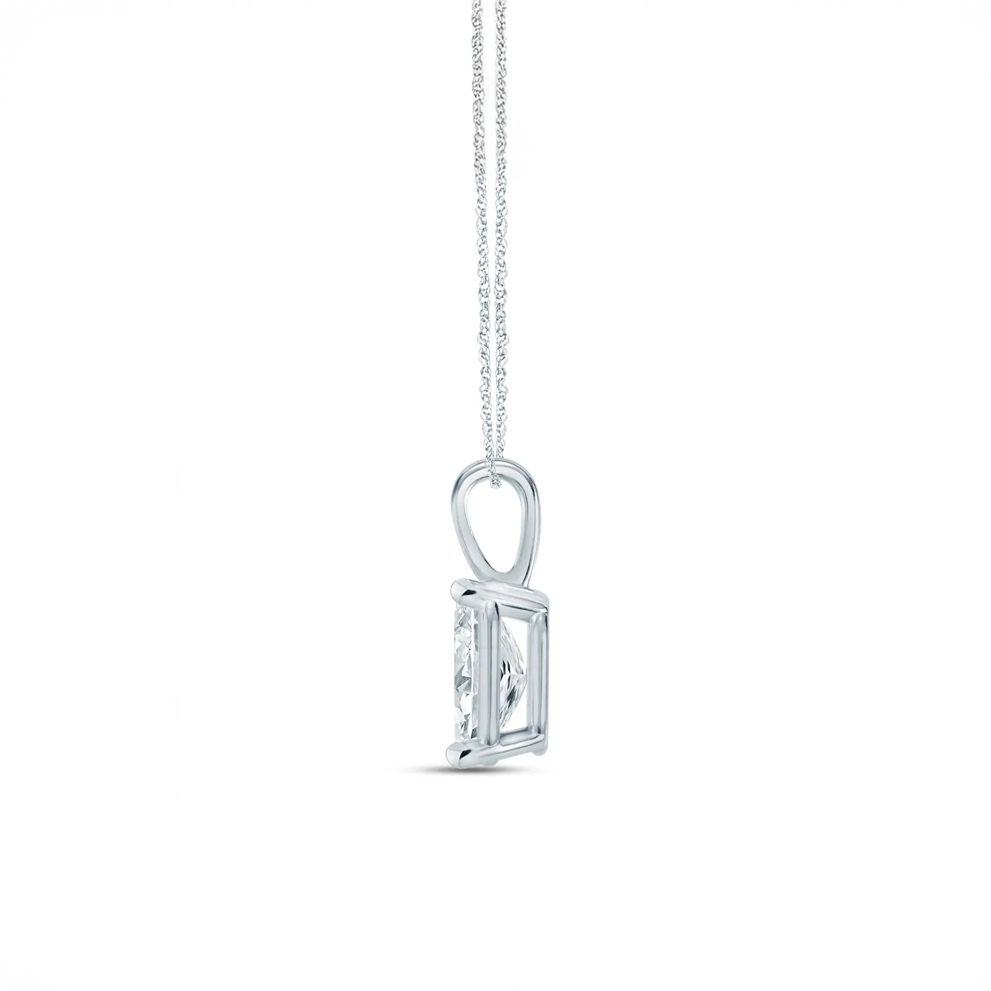 1/2 CT. Tw. Lab Grown Diamond Radiant-Cut Pendant Necklace 10K White Gold Size 18" - Image 2