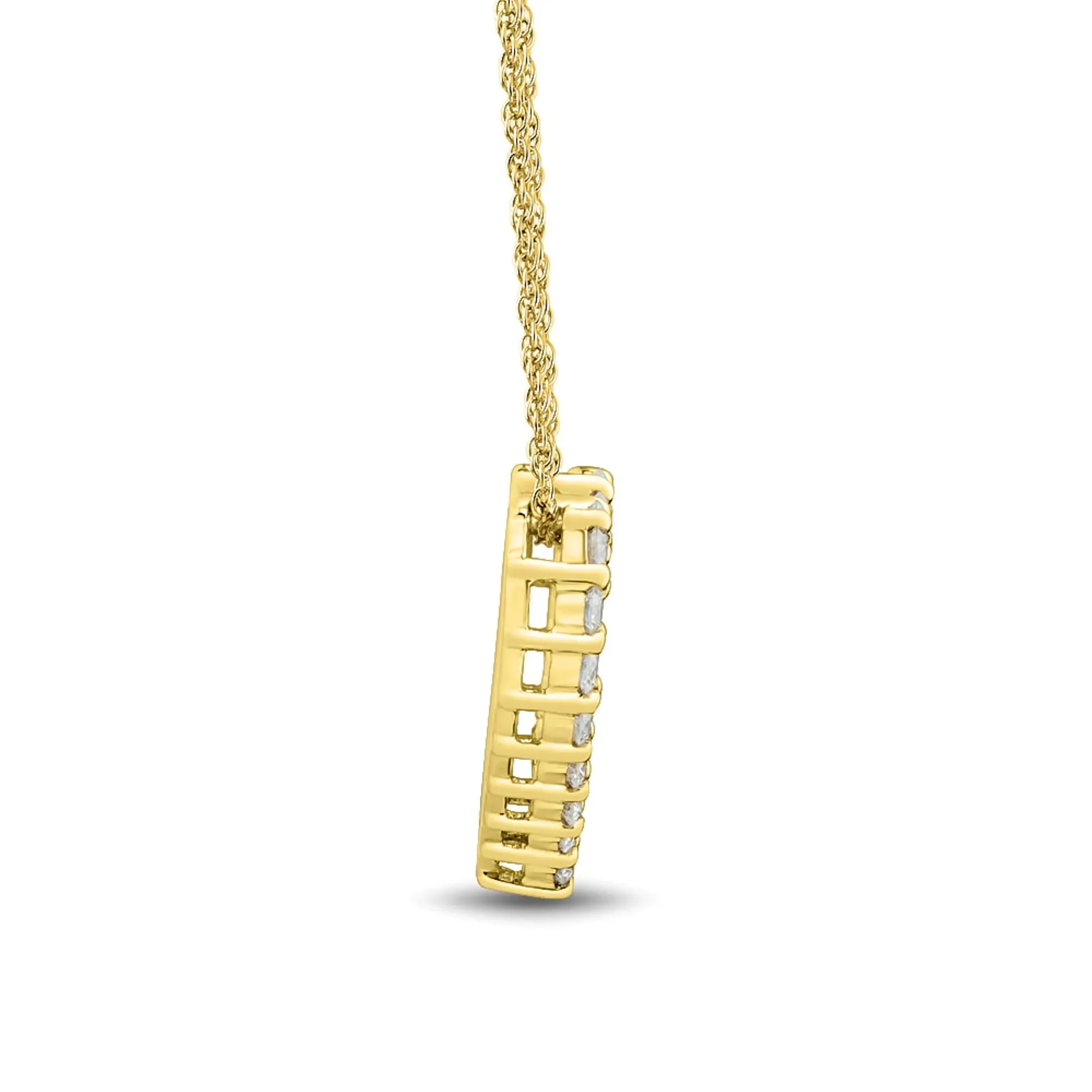 1/2 CT. Tw. Lab Grown Diamond Round Heart Pendant Necklace 10K Yellow Gold Size 18" - Image 2