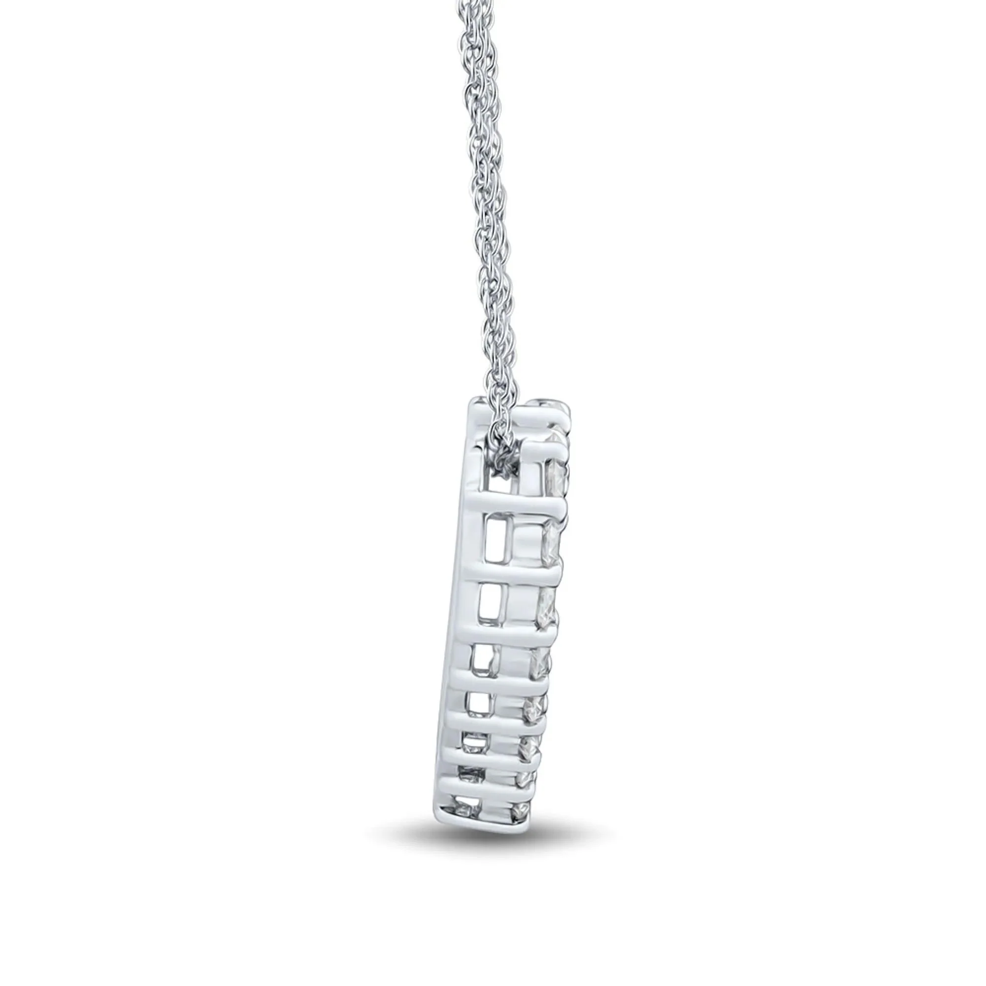 1/2 CT. Tw. Lab Grown Diamond Round Heart Pendant Necklace 10K White Gold Size 18" - Image 2