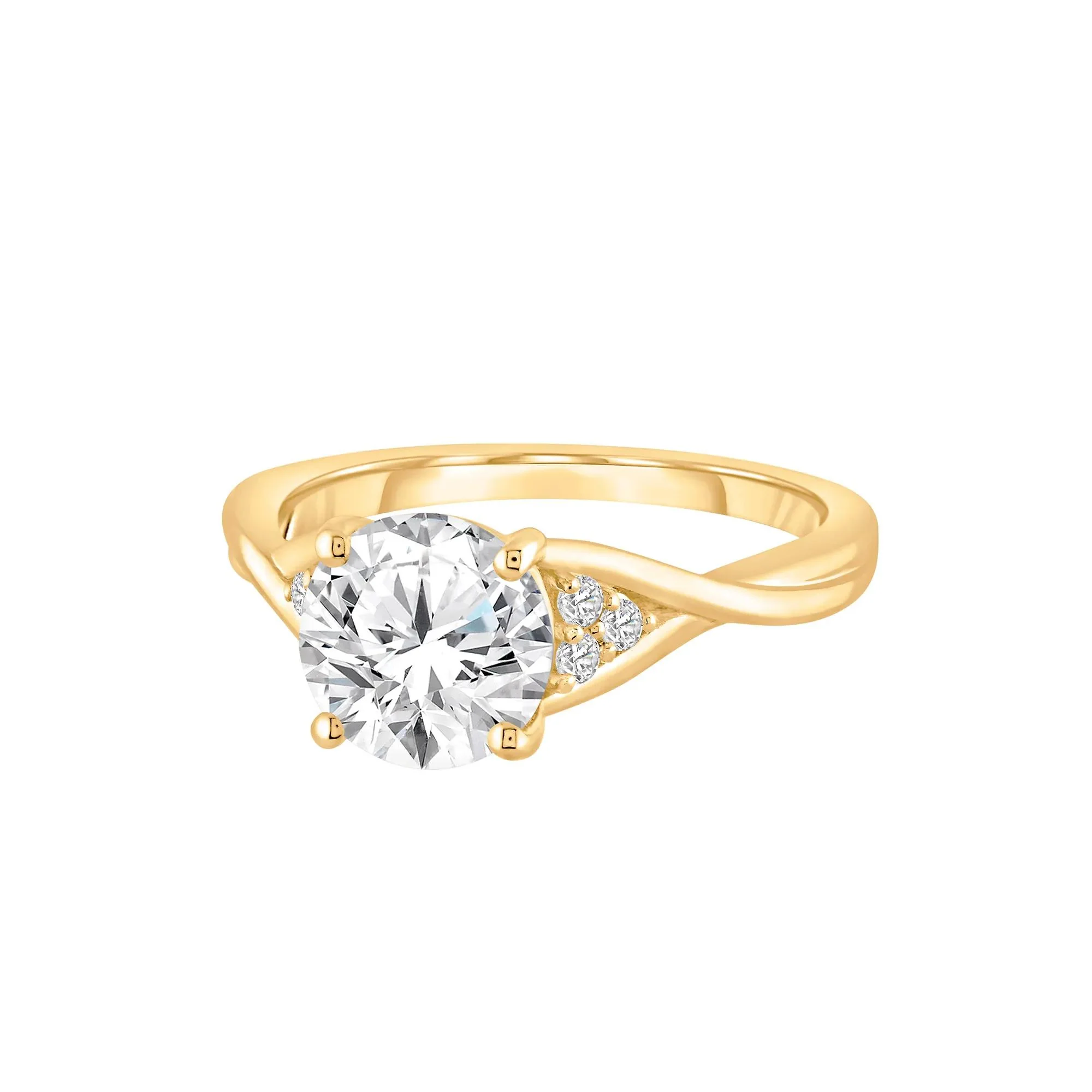 2 CT. Tw. Lab Grown Diamond Round Engagement Ring 14K Yellow Gold Round Brilliant Cut Size 7 8mm - Image 4