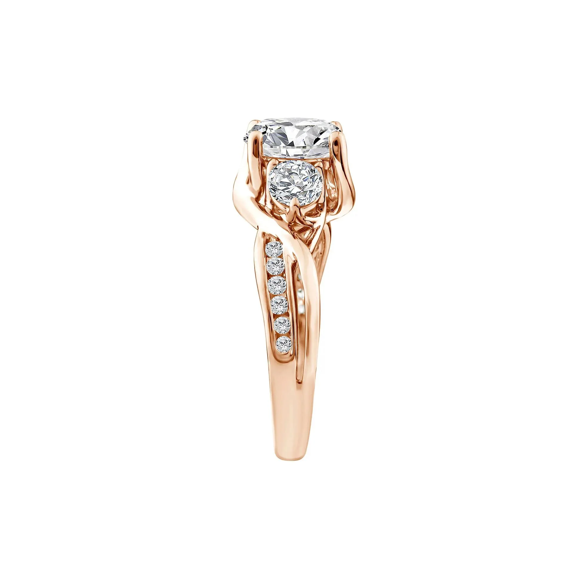 2 3/4 CT. Tw. Lab Grown Diamond Three-Stone Engagement Ring 10K Rose Gold Size 7.5 1.5mm - Image 3