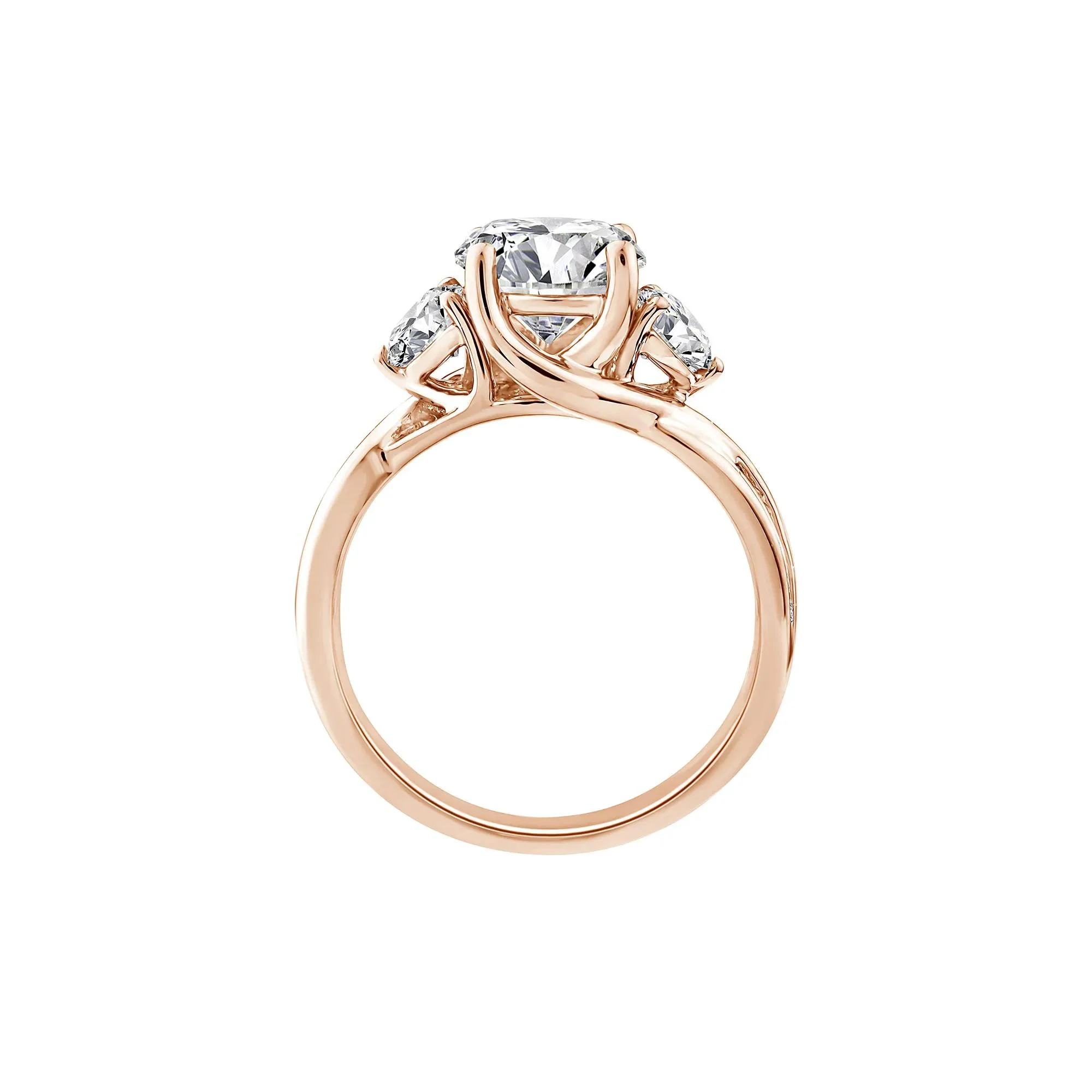 2 3/4 CT. Tw. Lab Grown Diamond Three-Stone Engagement Ring 10K Rose Gold Size 9 1.5mm - Image 2