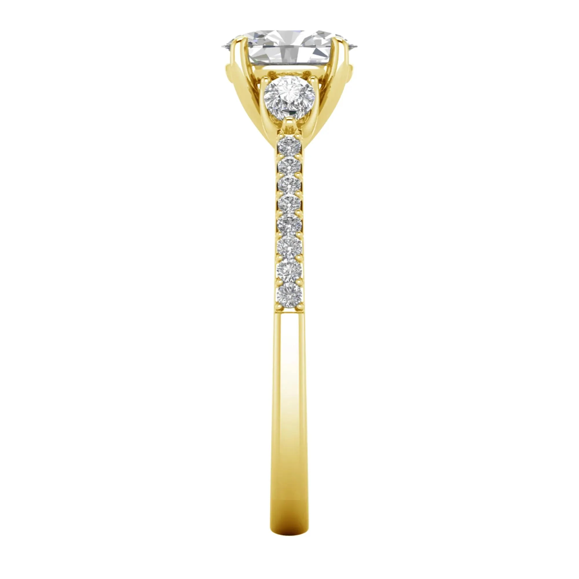 1 CT. Tw. Lab Grown Diamond Three-Stone Engagement Ring 10K Yellow Gold Size 6 1.5mm - Image 3