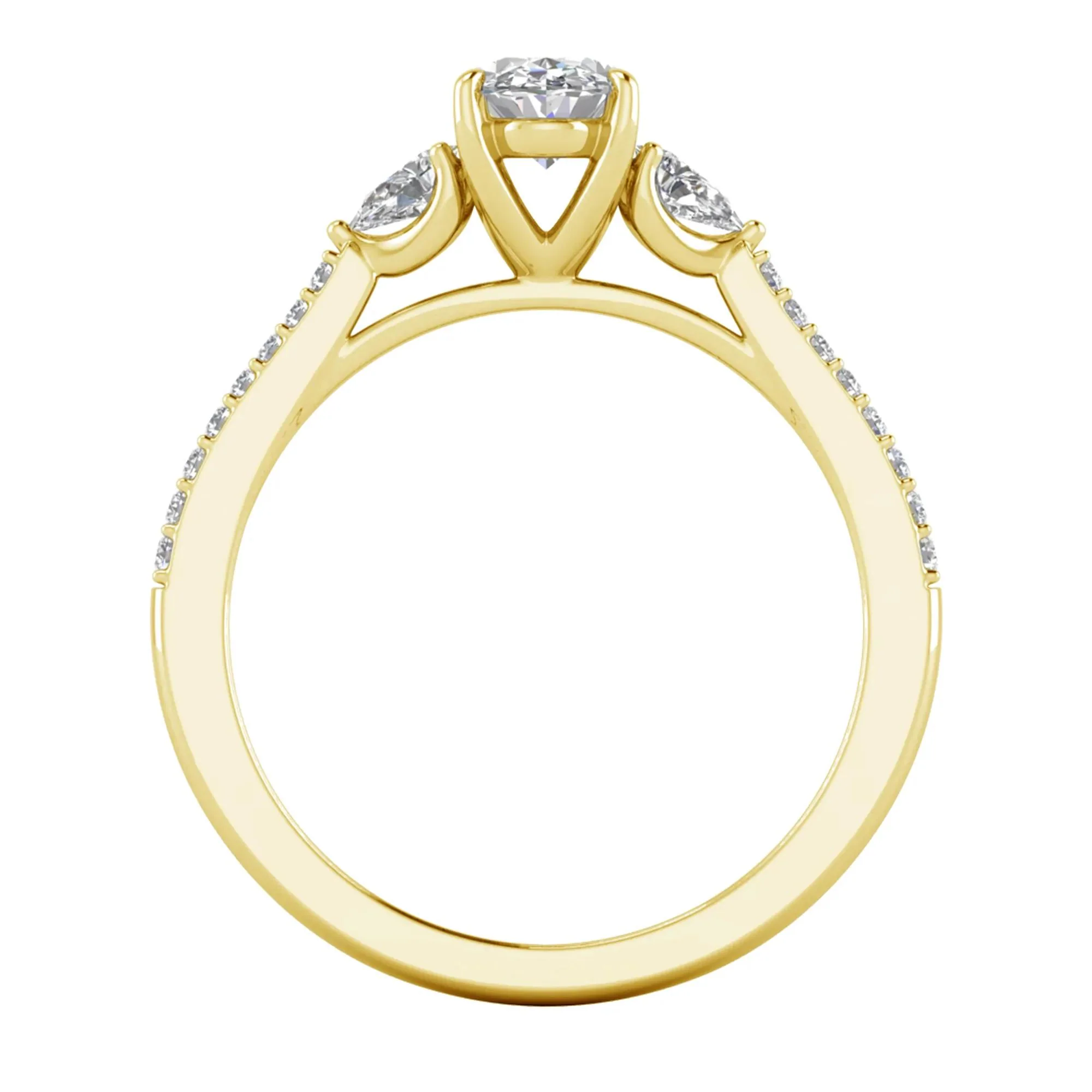 1 CT. Tw. Lab Grown Diamond Three-Stone Engagement Ring 10K Yellow Gold Size 7 1.5mm - Image 2