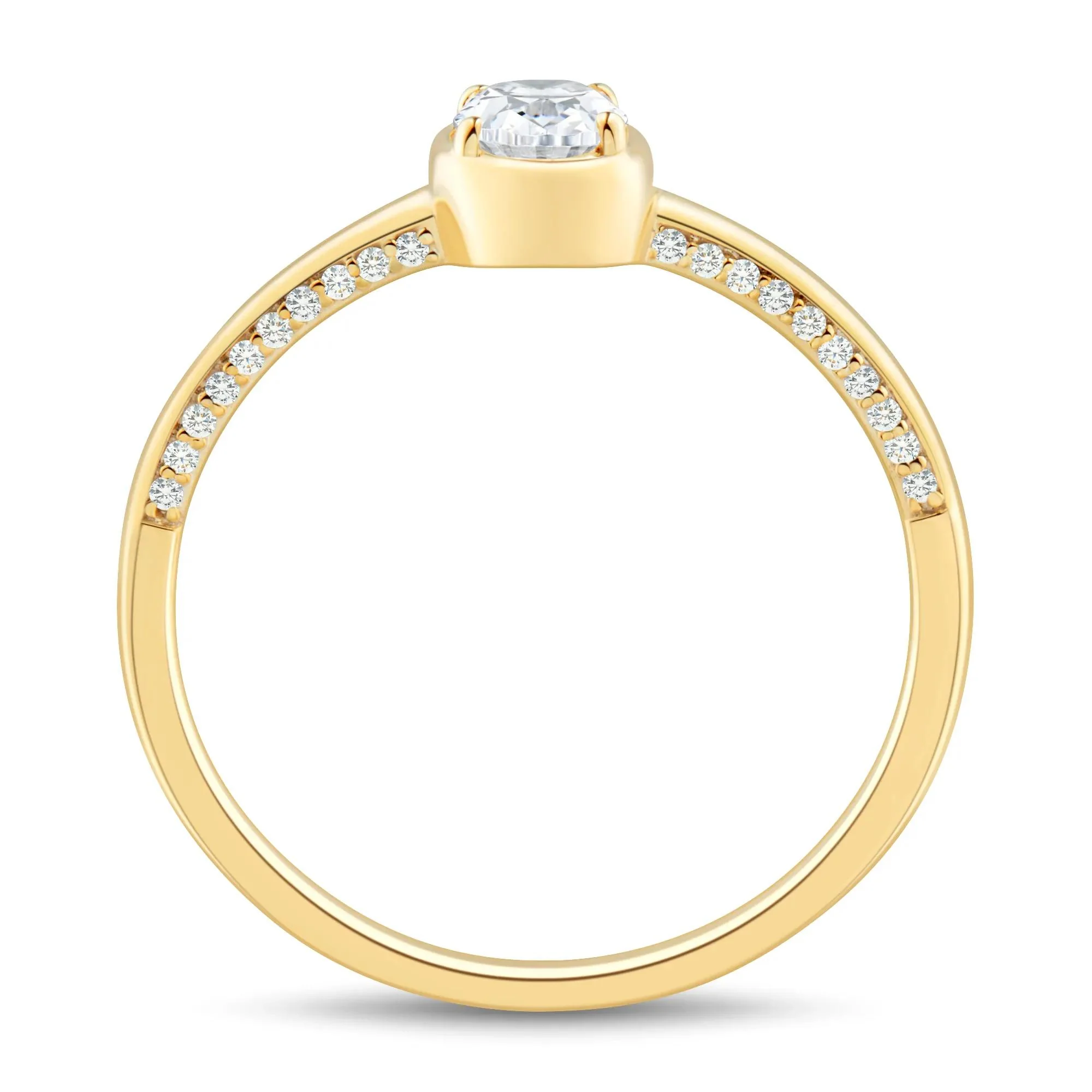 1/2 CT. Tw. Diamond Oval Engagement Ring 14K Yellow Gold Round Brilliant Cut Size 7.5 1mm - Image 2