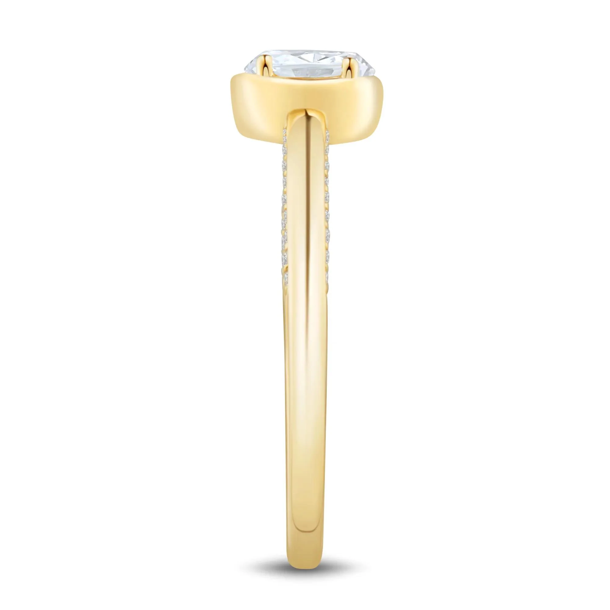 1/2 CT. Tw. Diamond Oval Engagement Ring 14K Yellow Gold Round Brilliant Cut Size 8.5 1mm - Image 3
