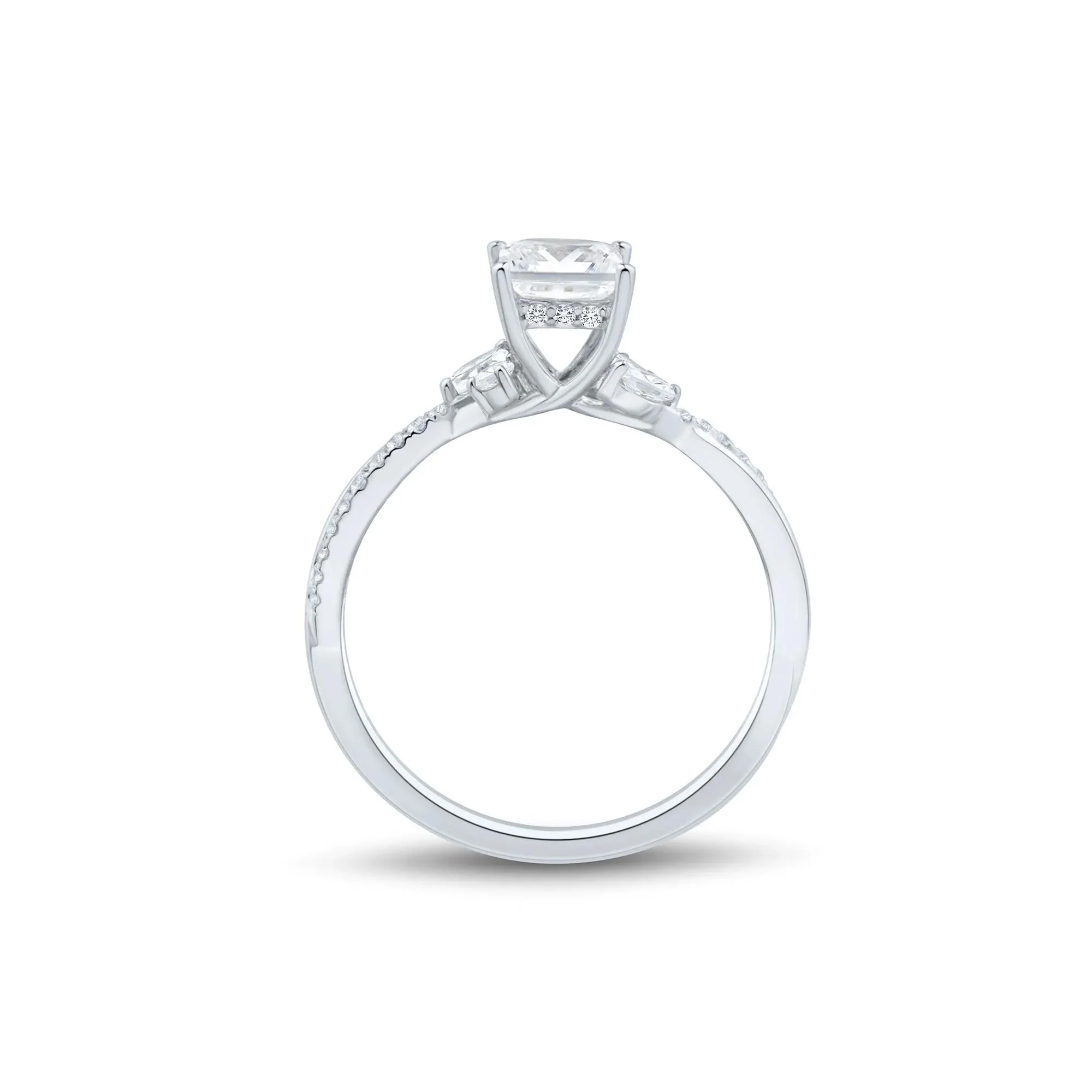 3/4 CT. Tw. Princess-Cut Diamond Engagement Ring 14K White Gold Size 6.5 1mm - Image 3