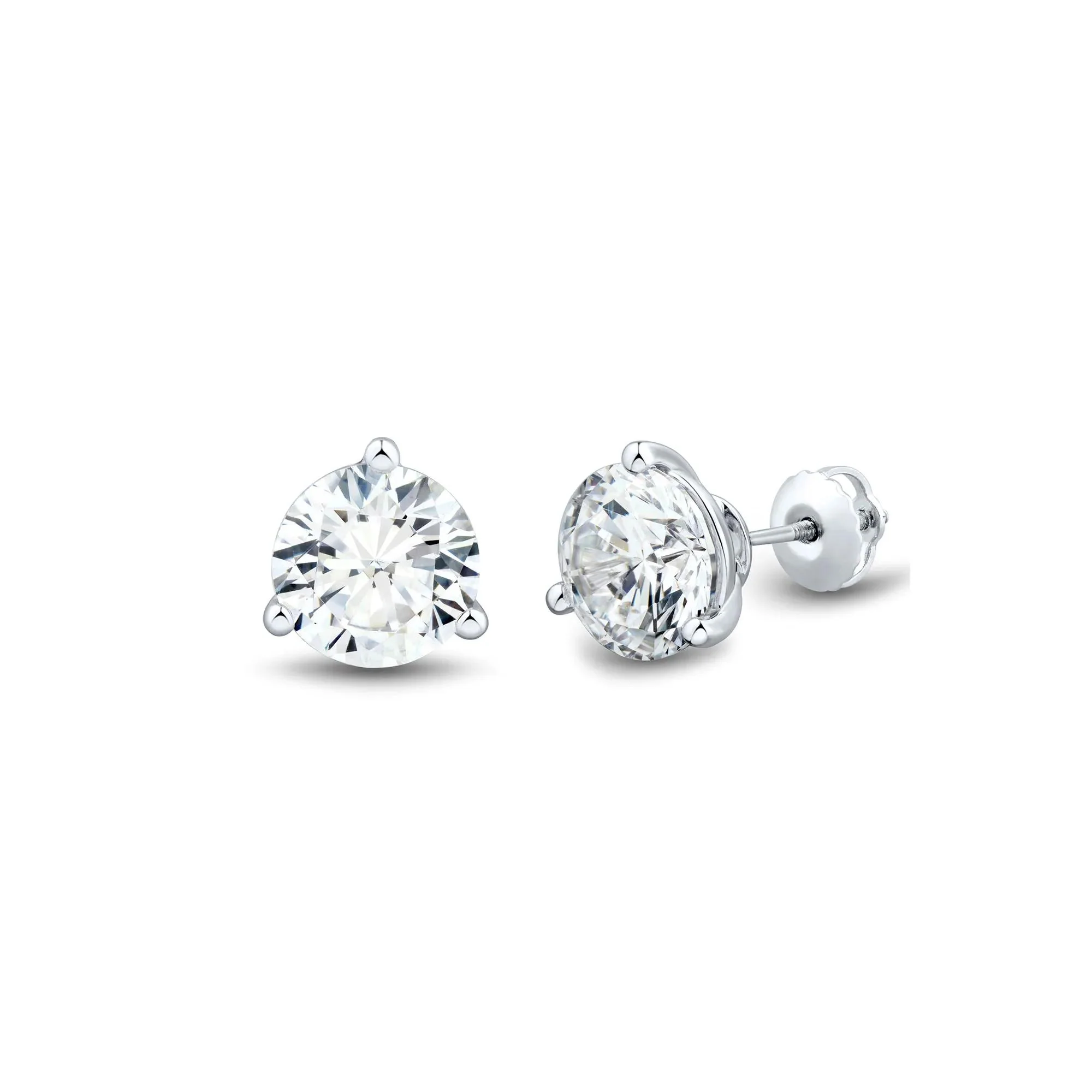 5 CT. Tw. Lab Grown Diamond Round Martini Stud Earrings 14K White Gold Size 8.90mm - Image 2