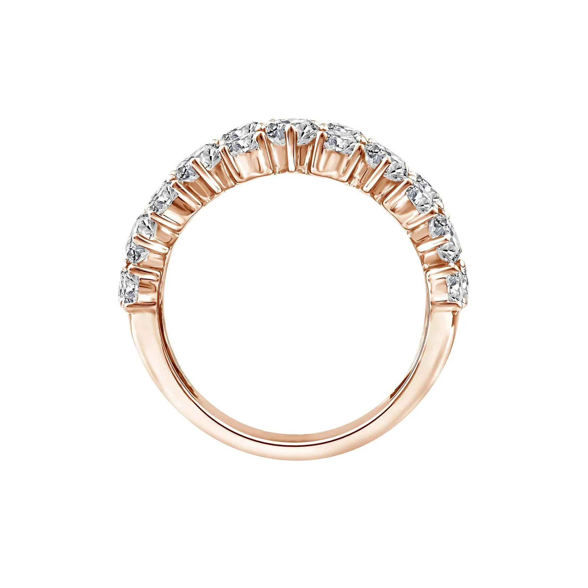 3 CT. Tw. Lab Grown Diamond Pear Wide Anniversary Band Ring 10K Rose Gold Size 6.5 2.5mm - Image 2