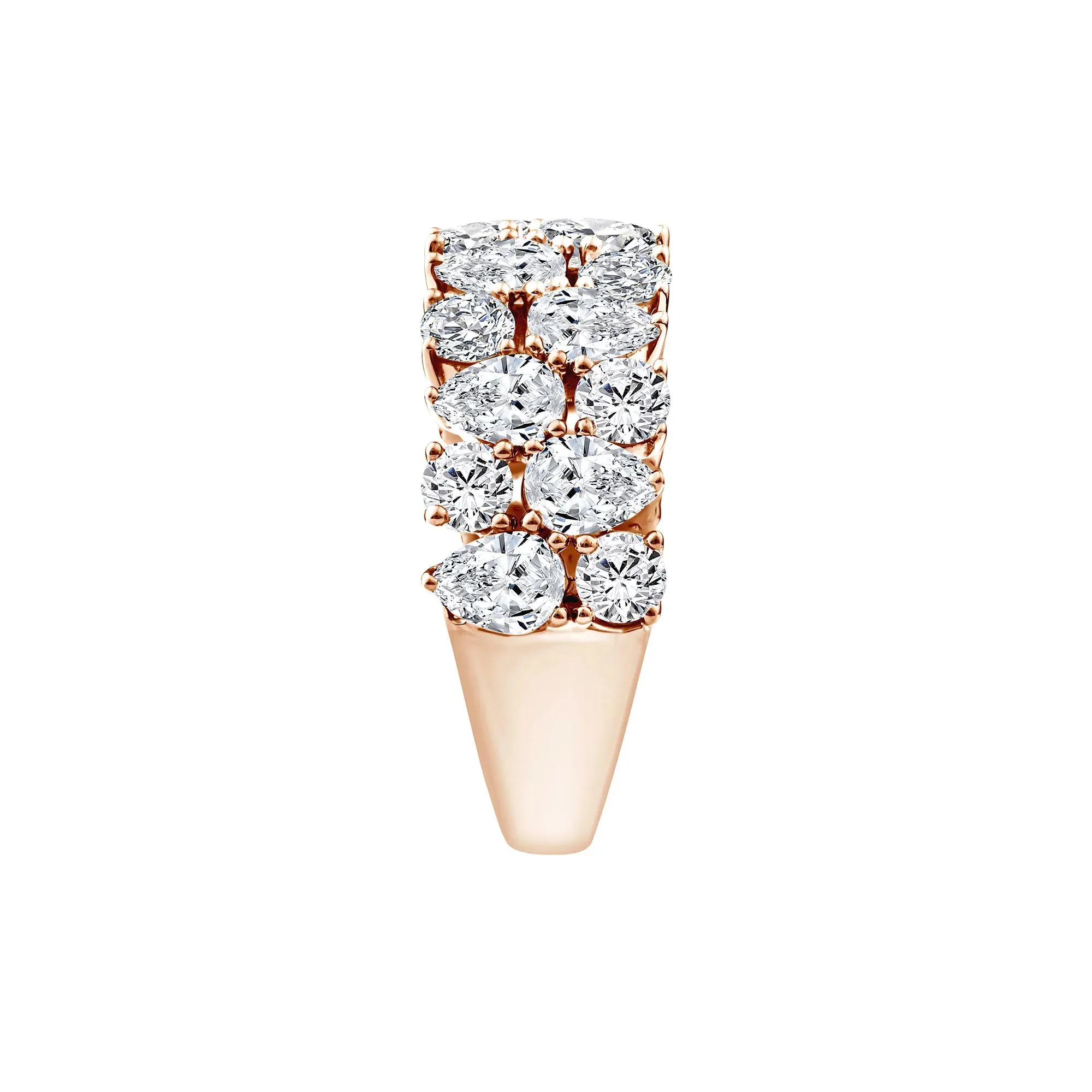 3 CT. Tw. Lab Grown Diamond Pear Wide Anniversary Band Ring 10K Rose Gold Size 9 2.5mm - Image 3