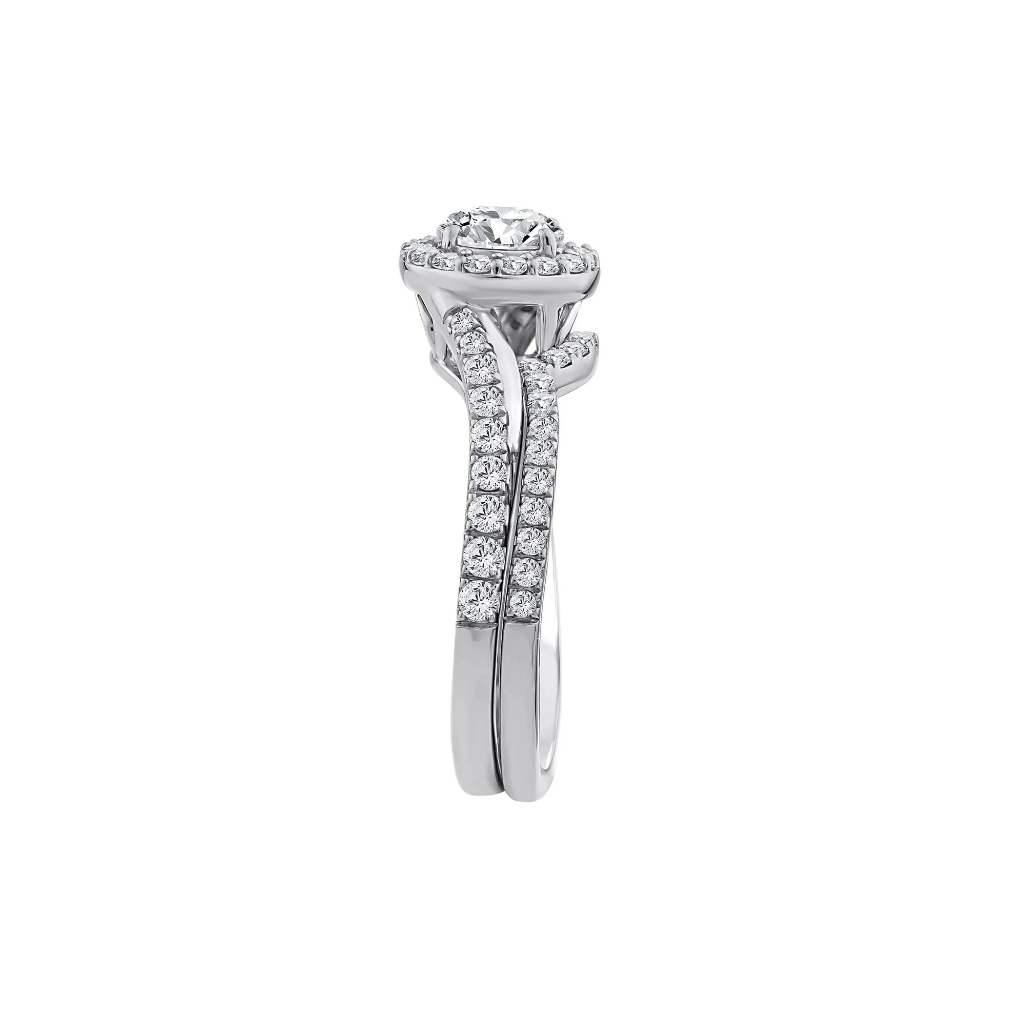 1/4 CT. Tw. Lab Grown Diamond Engagement Ring Set 10K White Gold Size 6.5 1mm - Image 3