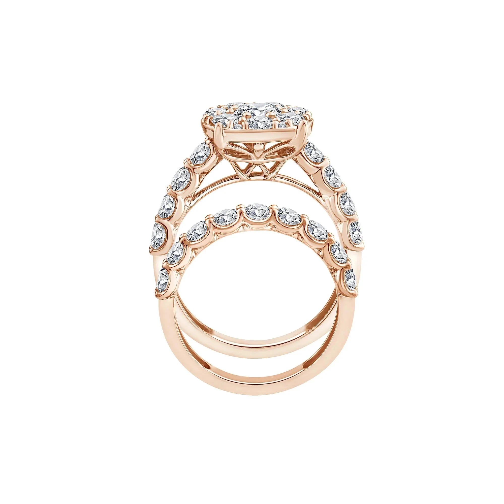 3 CT. Tw. Diamond Composite Engagement Ring Set 10K Rose Gold Size 7 1.5mm - Image 2