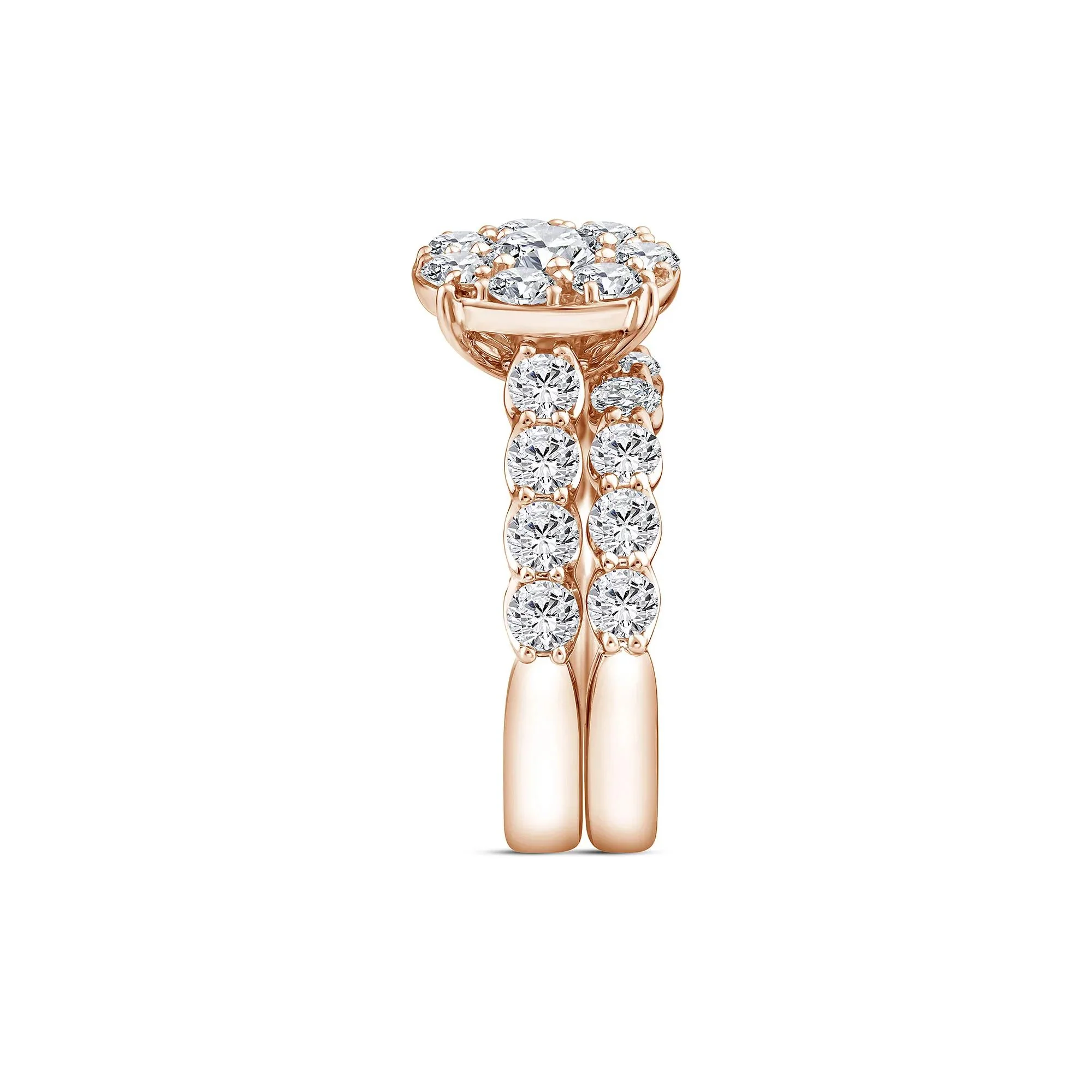 3 CT. Tw. Diamond Composite Engagement Ring Set 10K Rose Gold Size 7 1.5mm - Image 3