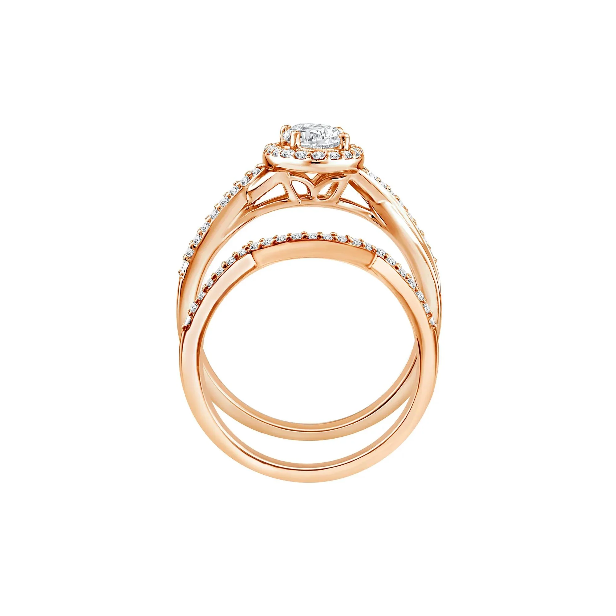 1 CT. Tw. Lab Grown Diamond Engagement Ring Set 10K Rose Gold Size 8.5 1.5mm - Image 2