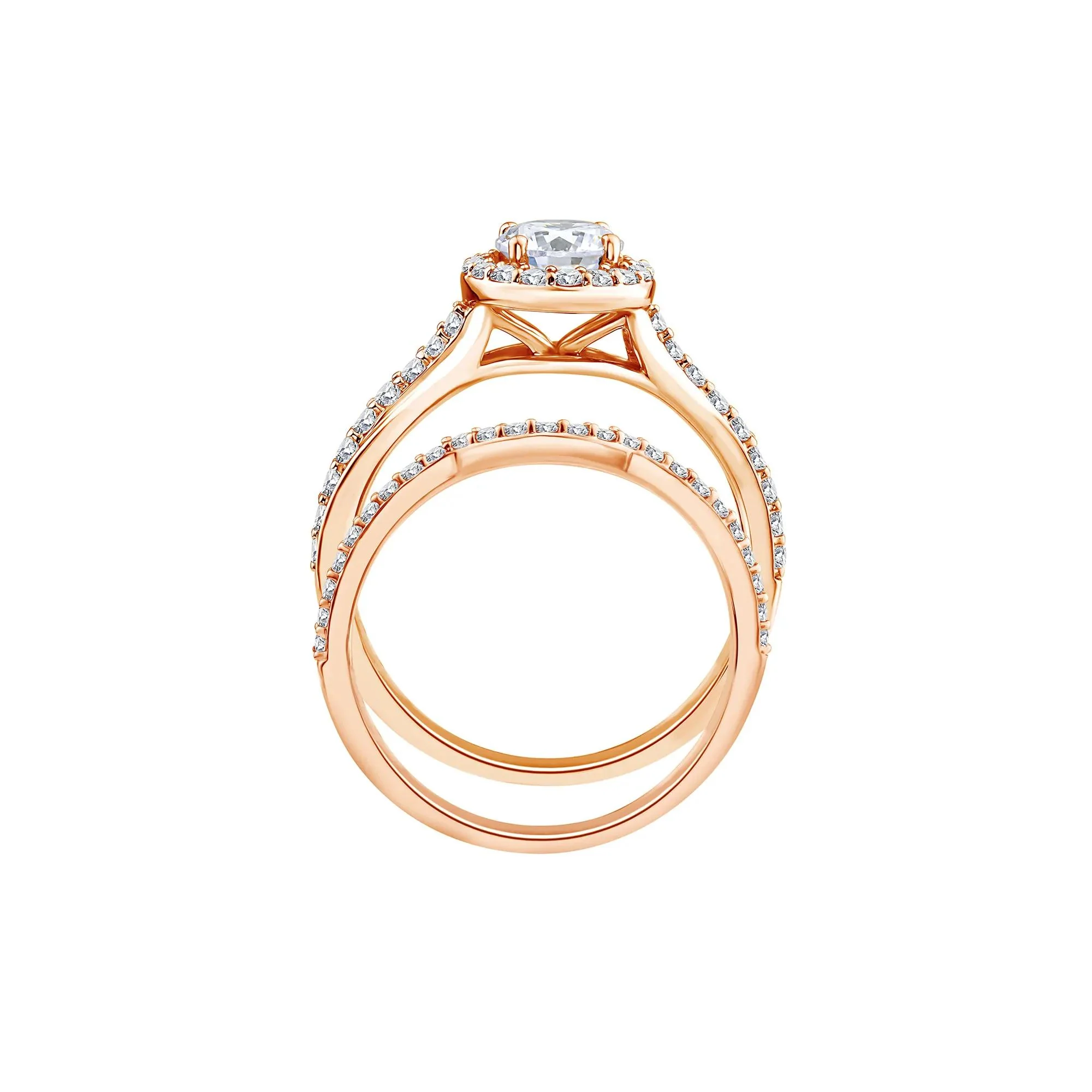 1/5 CT. Tw. Lab Grown Diamond Engagement Ring Set 10K Rose Gold Size 9 1mm - Image 2