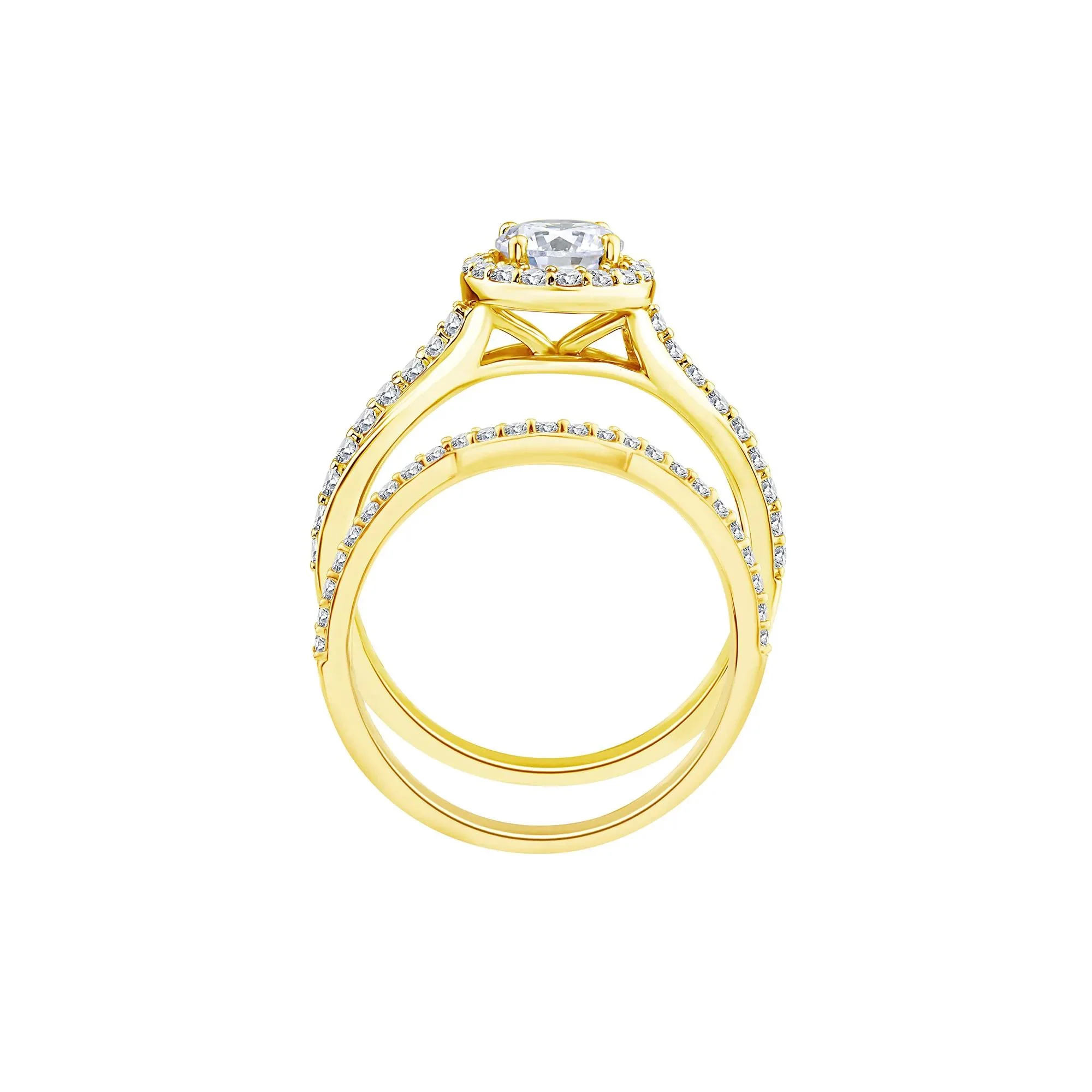 1/5 CT. Tw. Lab Grown Diamond Engagement Ring Set 10K Yellow Gold Size 7 1mm - Image 2