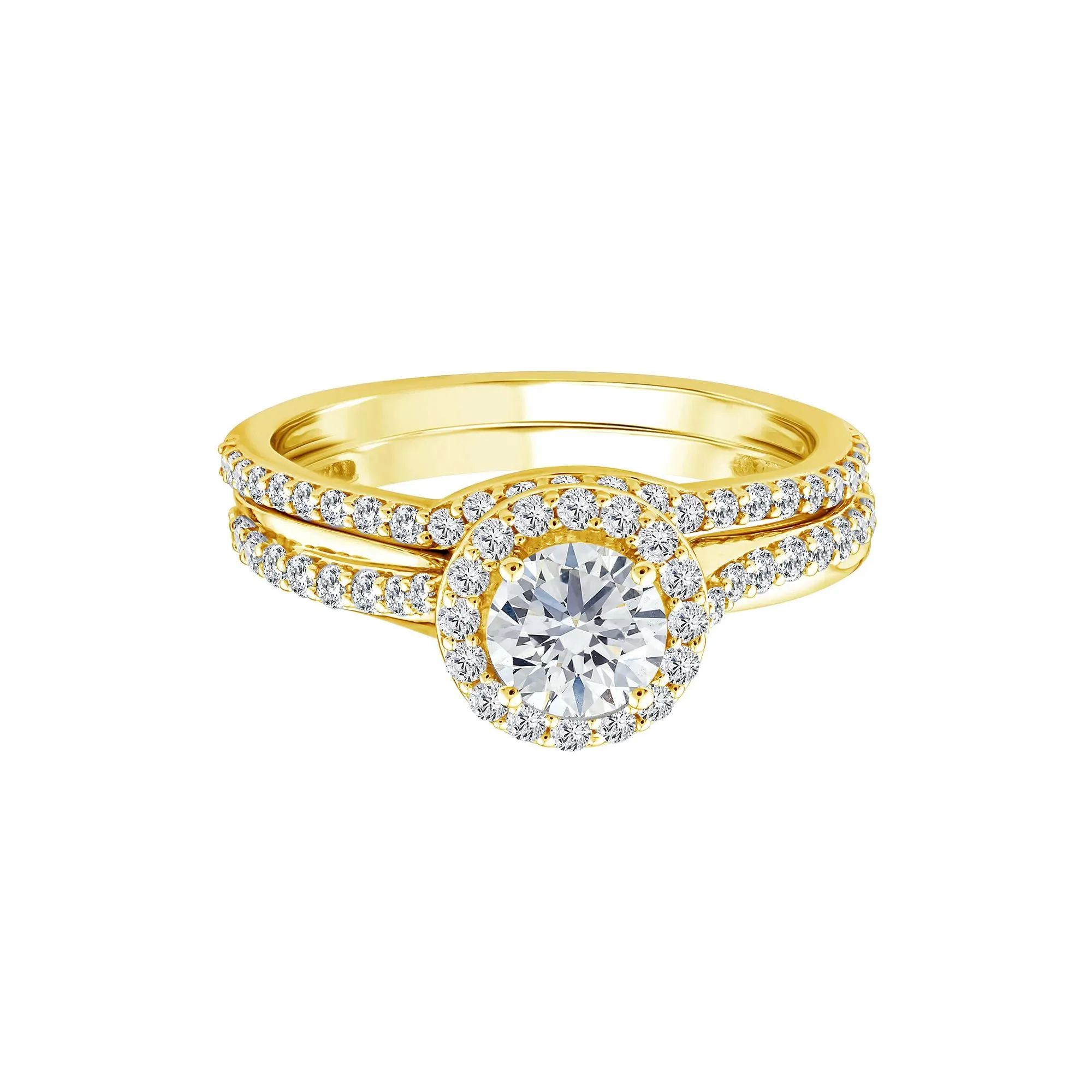 1/5 CT. Tw. Lab Grown Diamond Engagement Ring Set 10K Yellow Gold Size 8.5 1mm