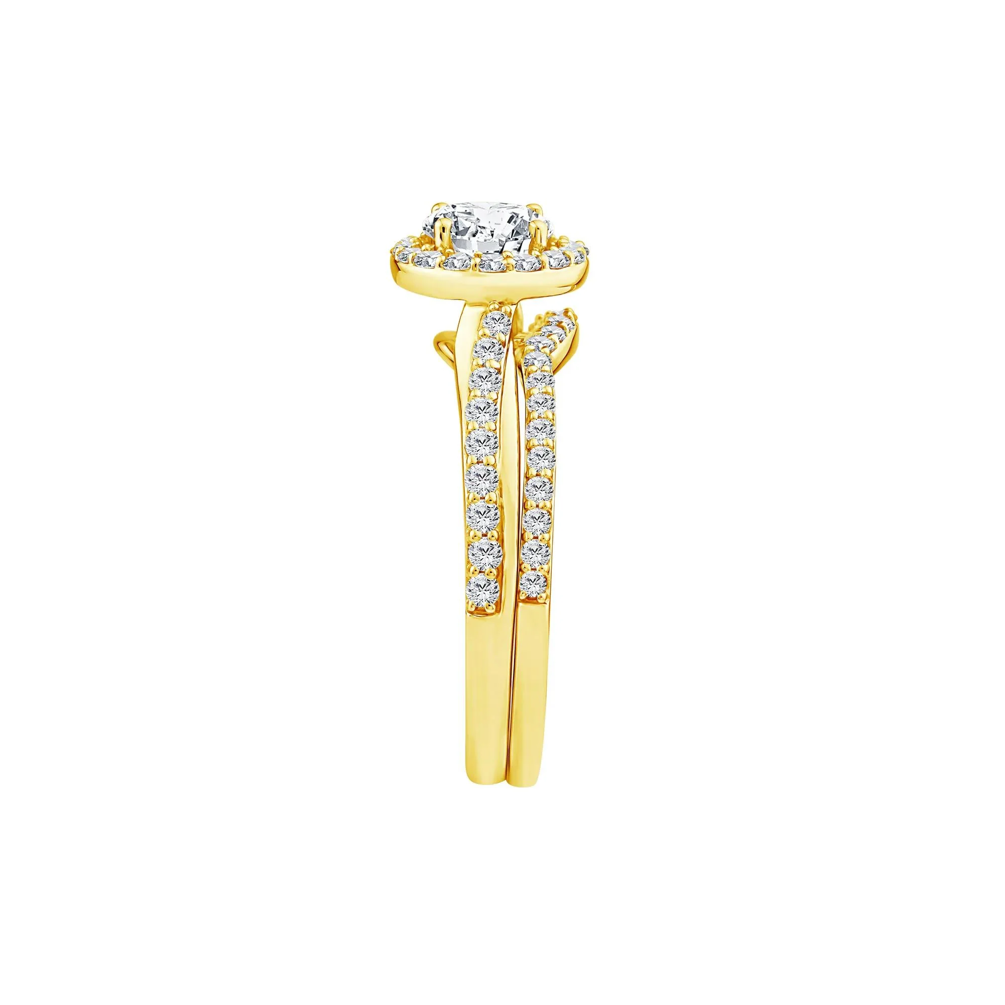 1/5 CT. Tw. Lab Grown Diamond Engagement Ring Set 10K Yellow Gold Size 9 1mm - Image 3