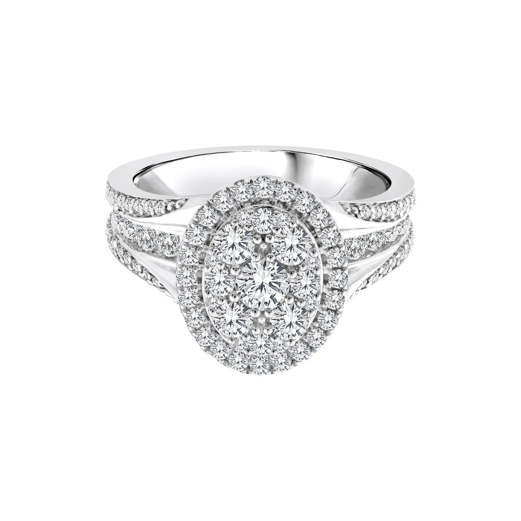 1/2 CT. Tw. Diamond Composite Engagement Ring 10K White Gold Round Brilliant Cut Size 6
