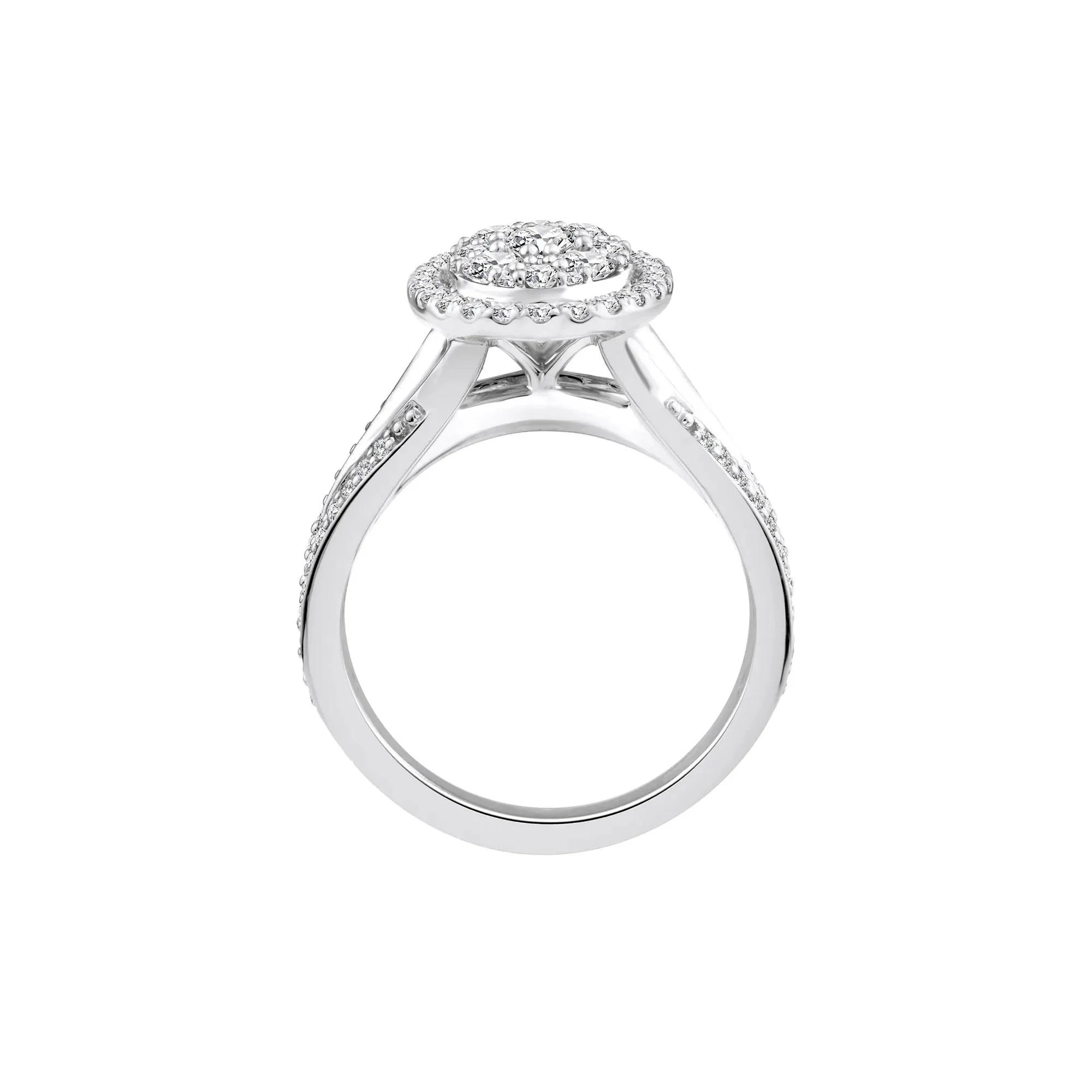 1/2 CT. Tw. Diamond Composite Engagement Ring 10K White Gold Round Brilliant Cut Size 8 - Image 2