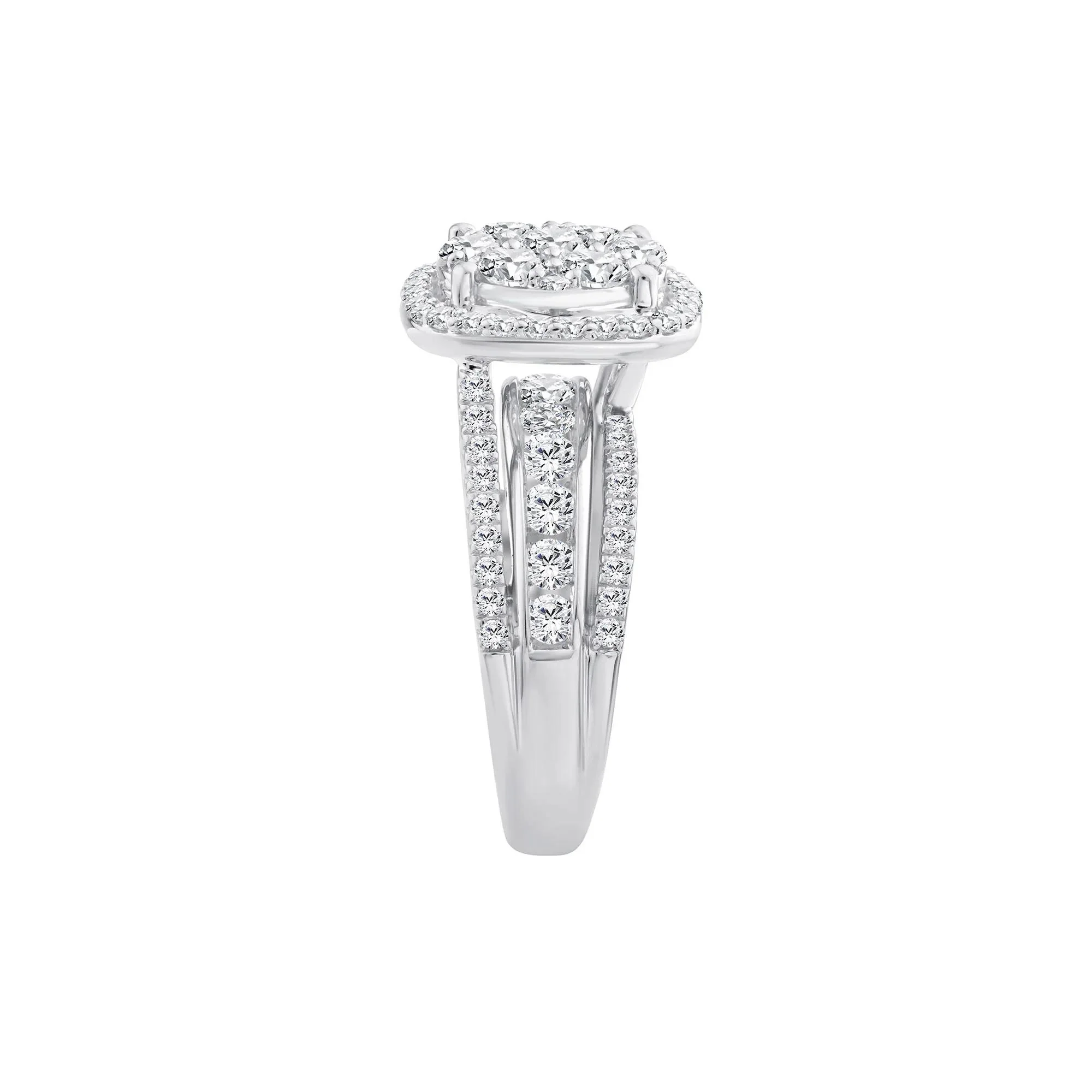 2 CT. Tw. Diamond Composite Engagement Ring 10K White Gold Round Brilliant Cut Size 8 2.5mm - Image 3