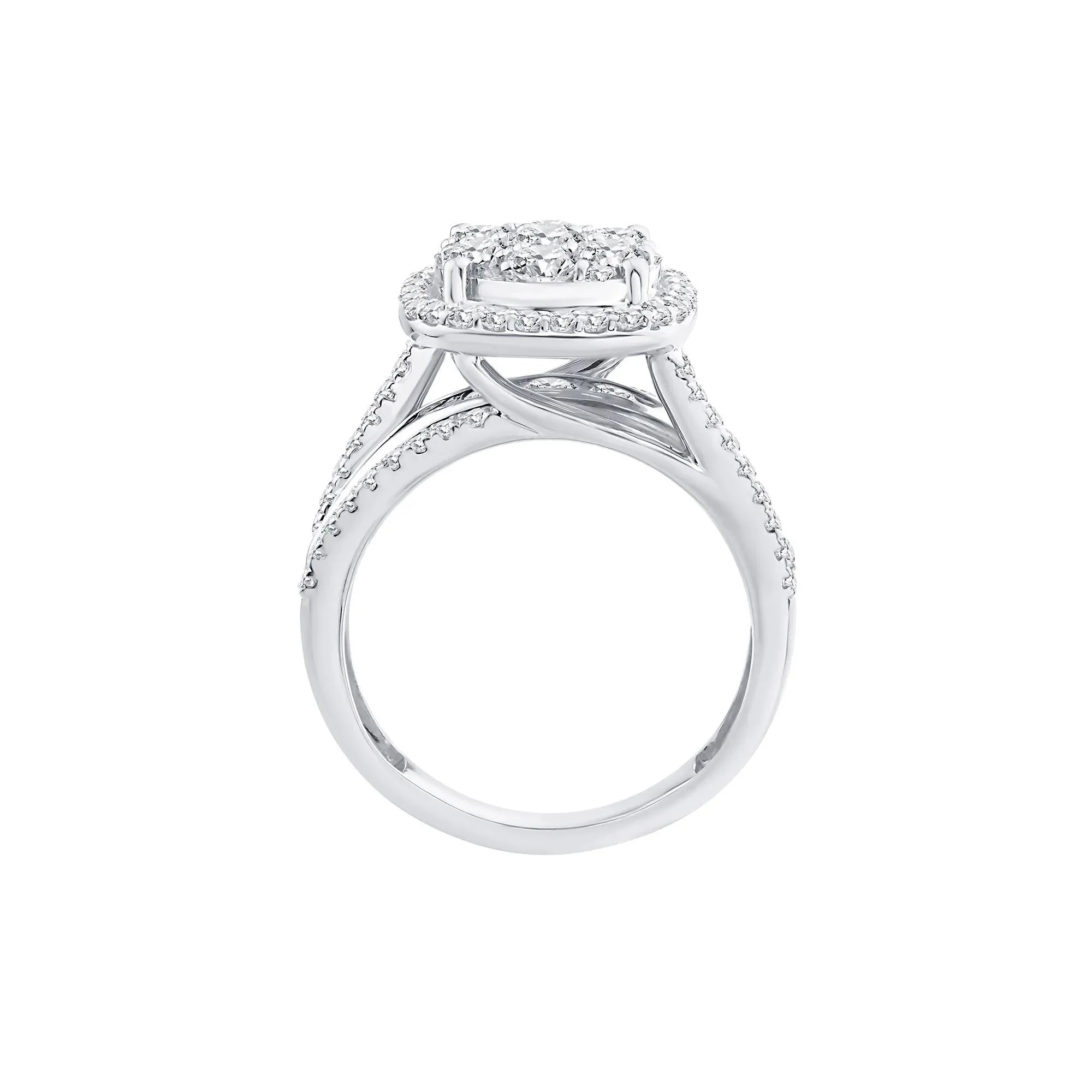 2 CT. Tw. Diamond Composite Engagement Ring 10K White Gold Round Brilliant Cut Size 8.5 2.5mm - Image 2