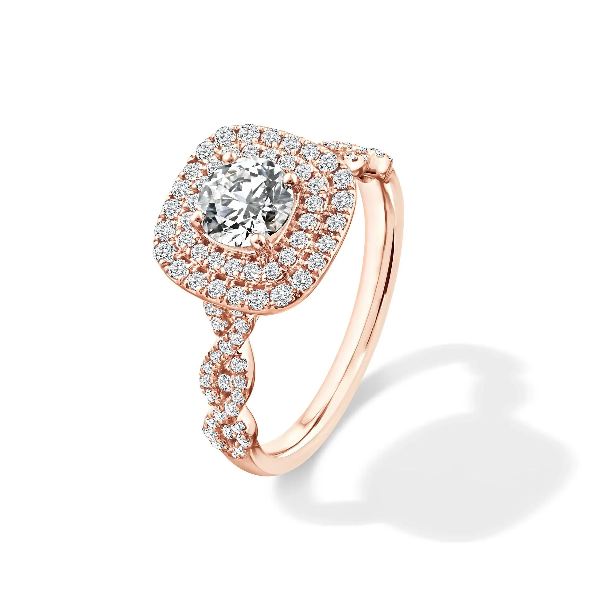 1/5 CT. Tw. Lab Grown Diamond Engagement Ring 10K Rose Gold Size 6 - Image 4