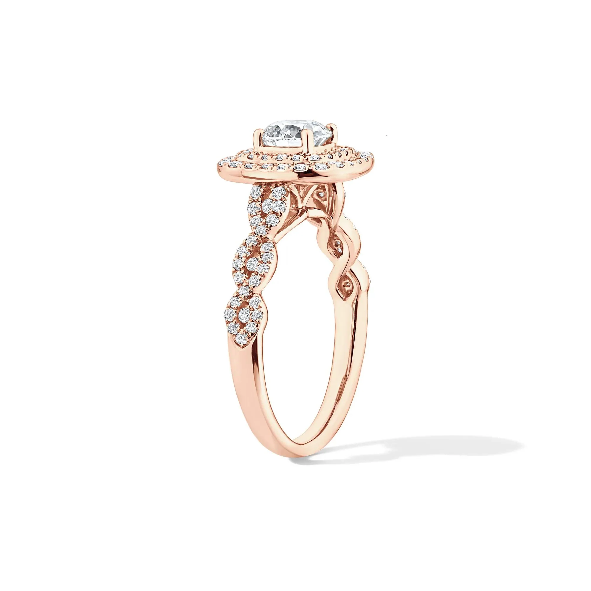 1/5 CT. Tw. Lab Grown Diamond Engagement Ring 10K Rose Gold Size 8.5 - Image 3