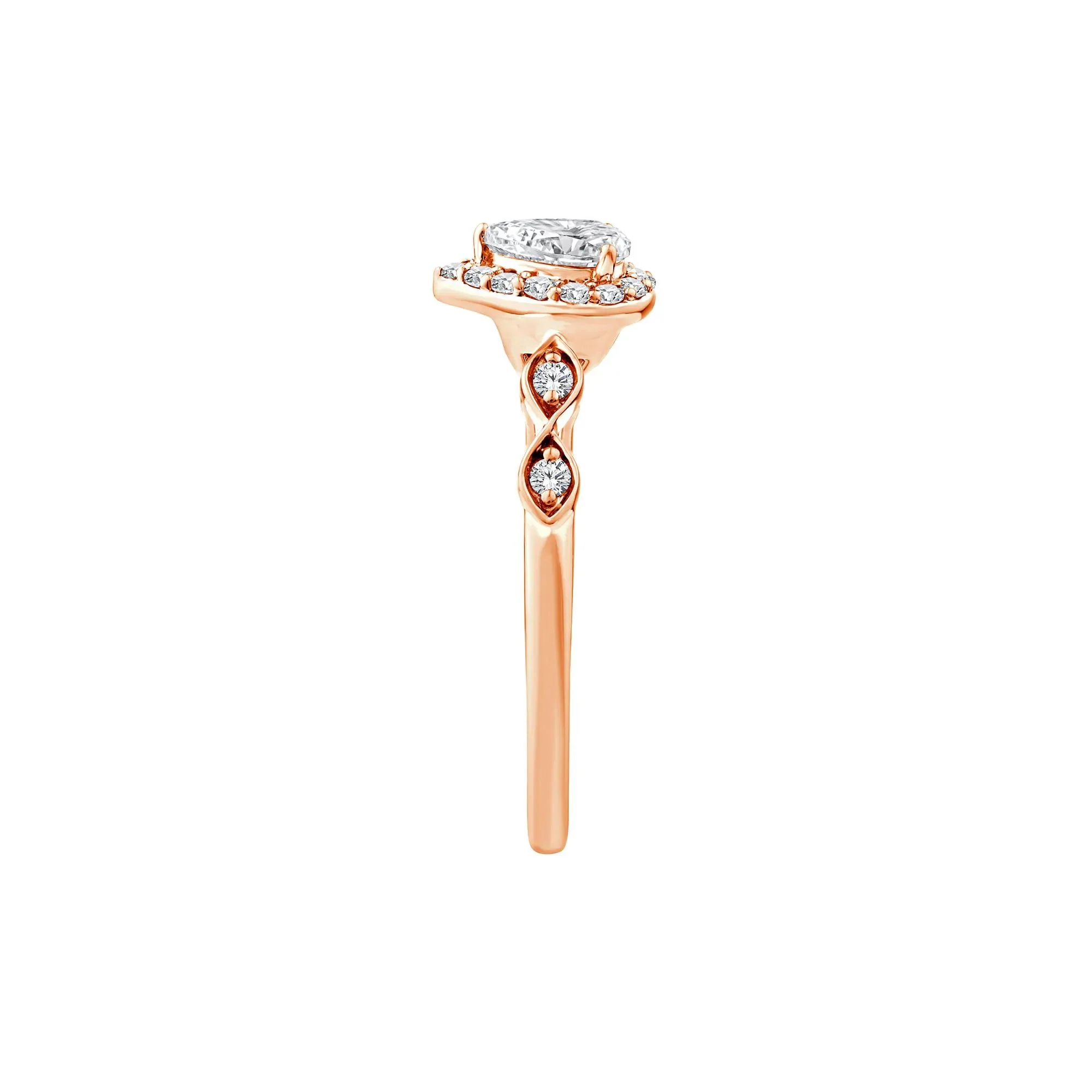 1/2 CT. Tw. Lab Grown Diamond Pear Promise Ring 10K Rose Gold Size 6.5 1mm - Image 3