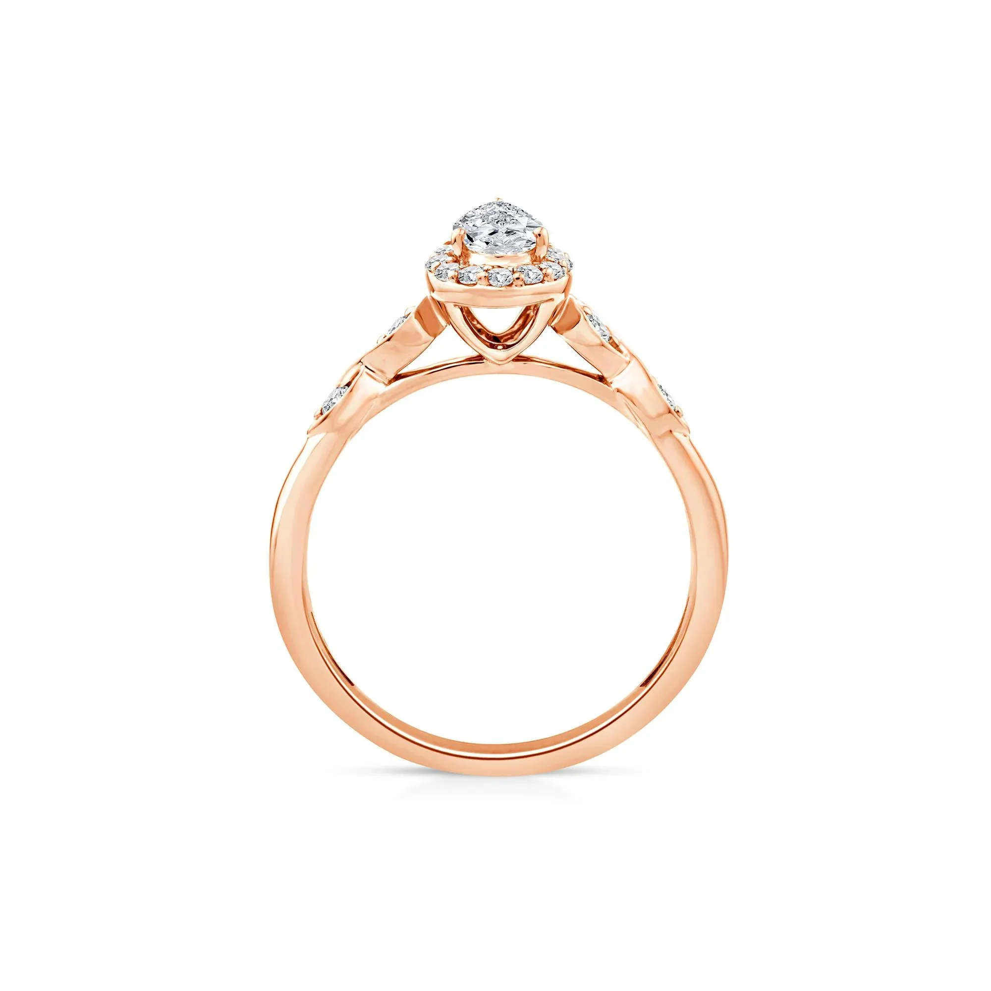 1/2 CT. Tw. Lab Grown Diamond Pear Promise Ring 10K Rose Gold Size 9.5 1mm - Image 2