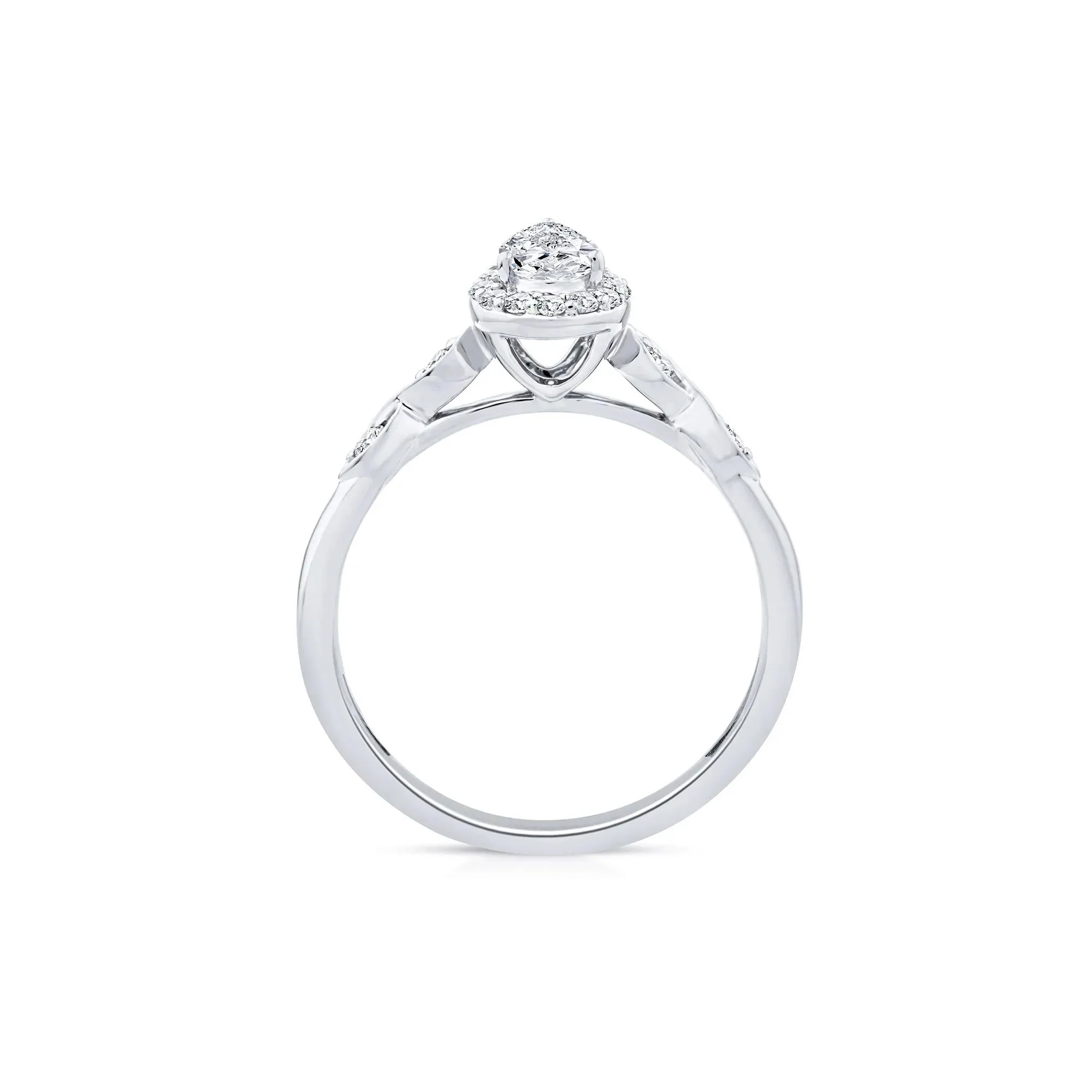 1/2 CT. Tw. Lab Grown Diamond Pear Promise Ring 10K White Gold Size 7 1mm - Image 2