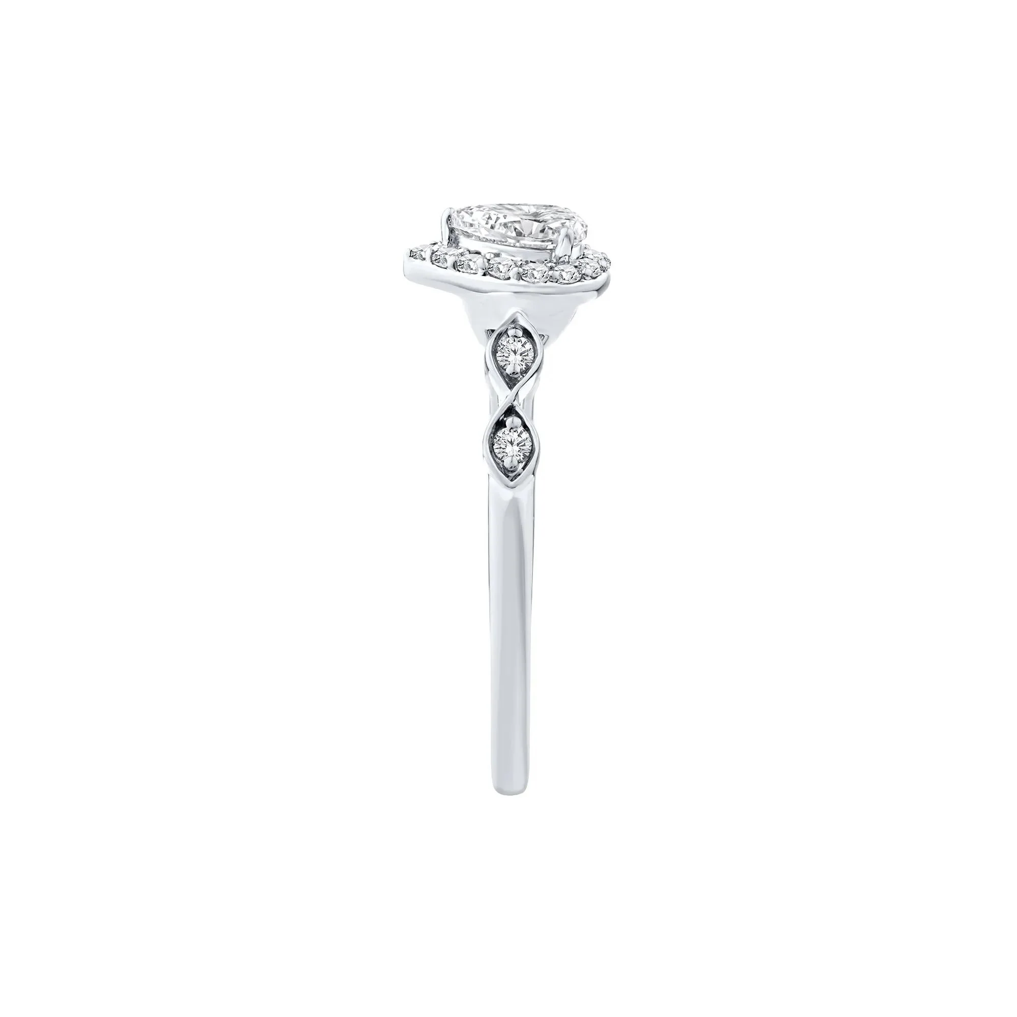 1/2 CT. Tw. Lab Grown Diamond Pear Promise Ring 10K White Gold Size 9.5 1mm - Image 3