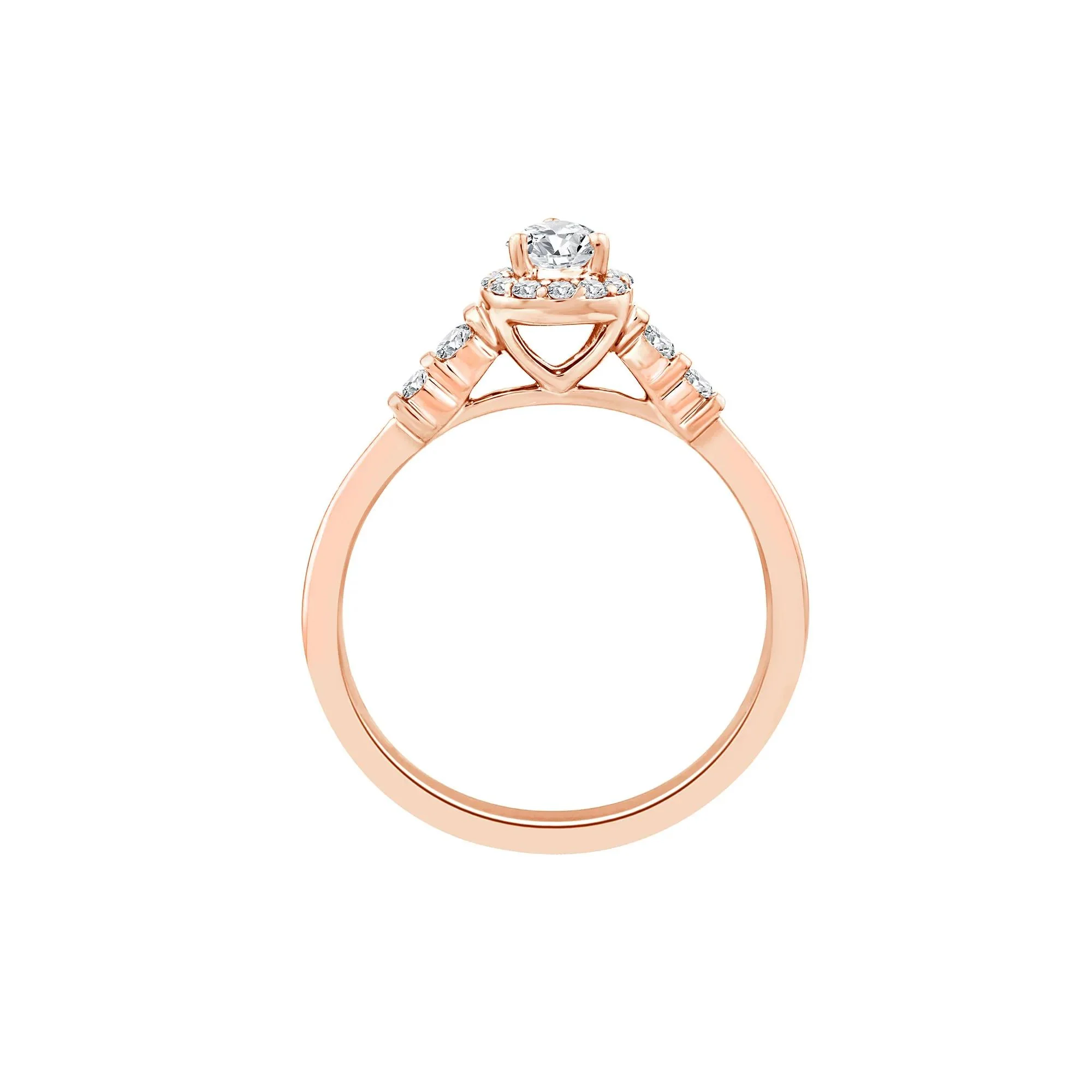 1/2 CT. Tw. Lab Grown Diamond Pear Promise Ring 10K Rose Gold Size 6.5 1mm - Image 2