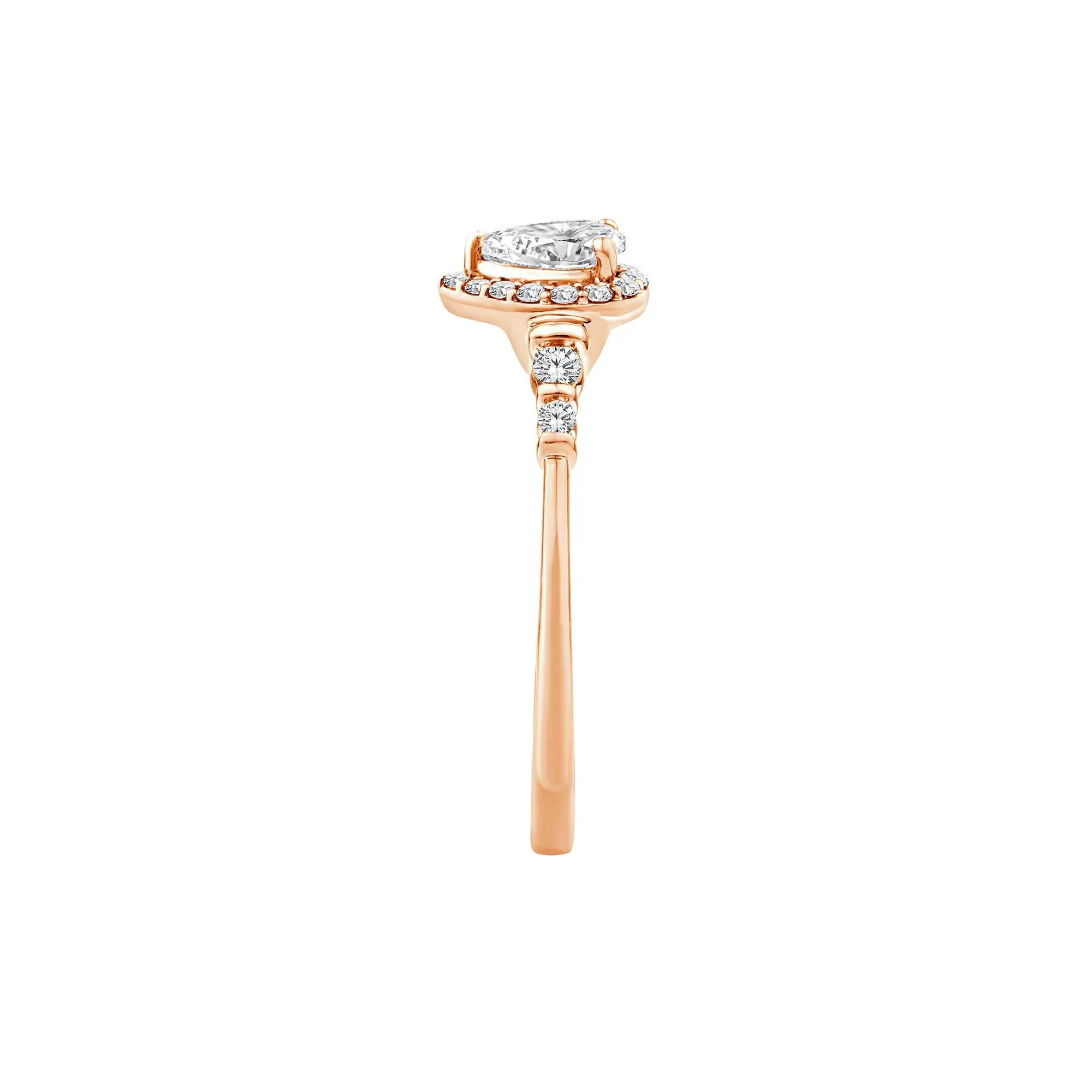 1/2 CT. Tw. Lab Grown Diamond Pear Promise Ring 10K Rose Gold Size 7.5 1mm - Image 3