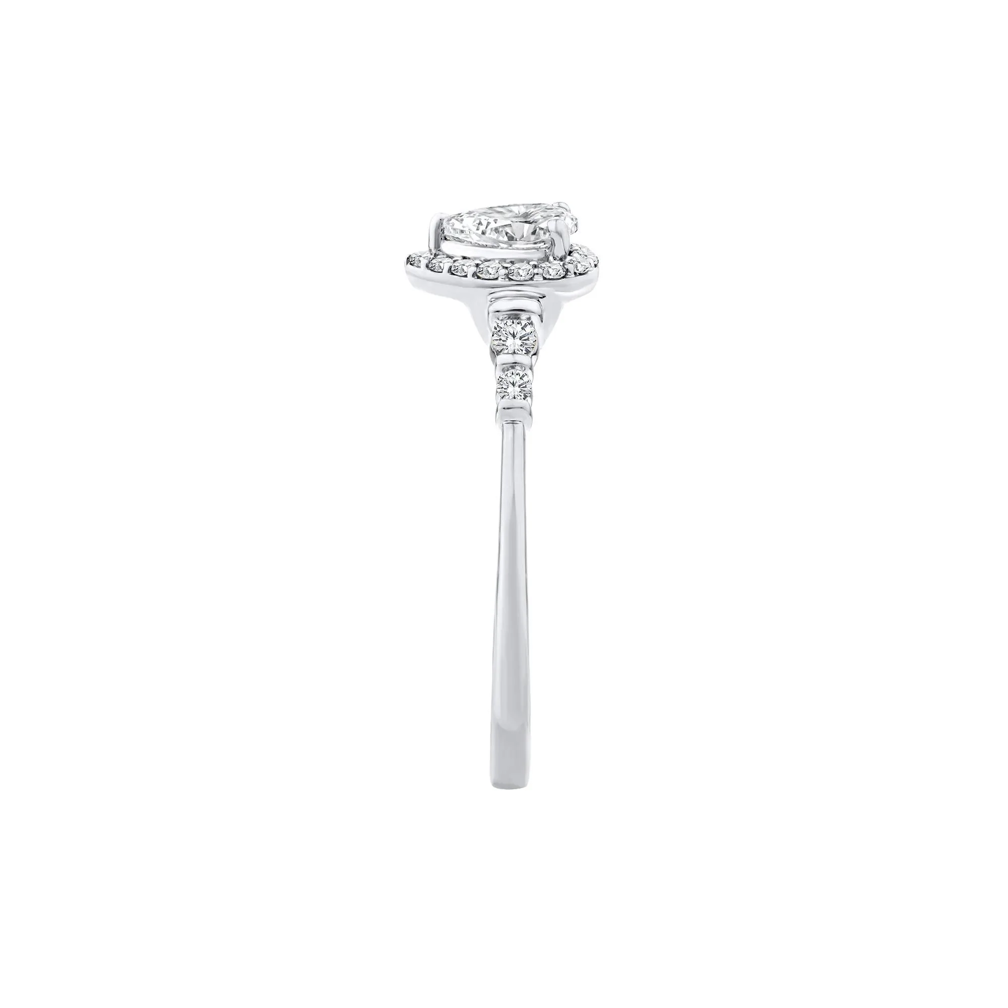 1/2 CT. Tw. Lab Grown Diamond Pear Promise Ring 10K White Gold Size 7.5 1mm - Image 3
