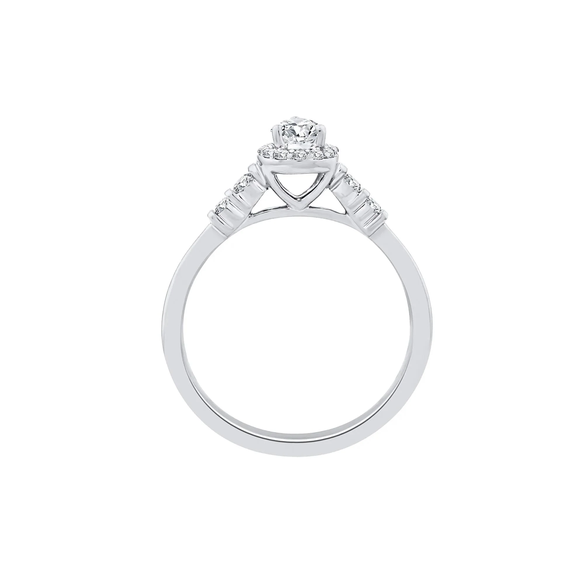 1/2 CT. Tw. Lab Grown Diamond Pear Promise Ring 10K White Gold Size 8 1mm - Image 2