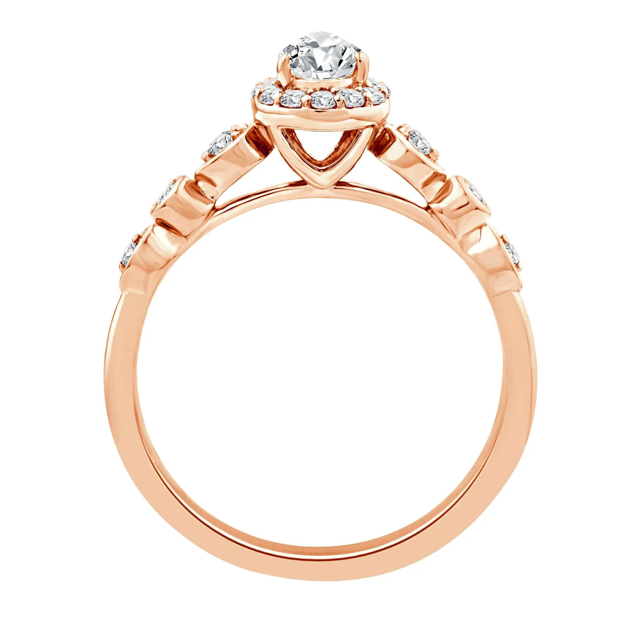 1/2 CT. Tw. Lab Grown Diamond Pear Promise Ring 10K Rose Gold Size 10 1mm - Image 2