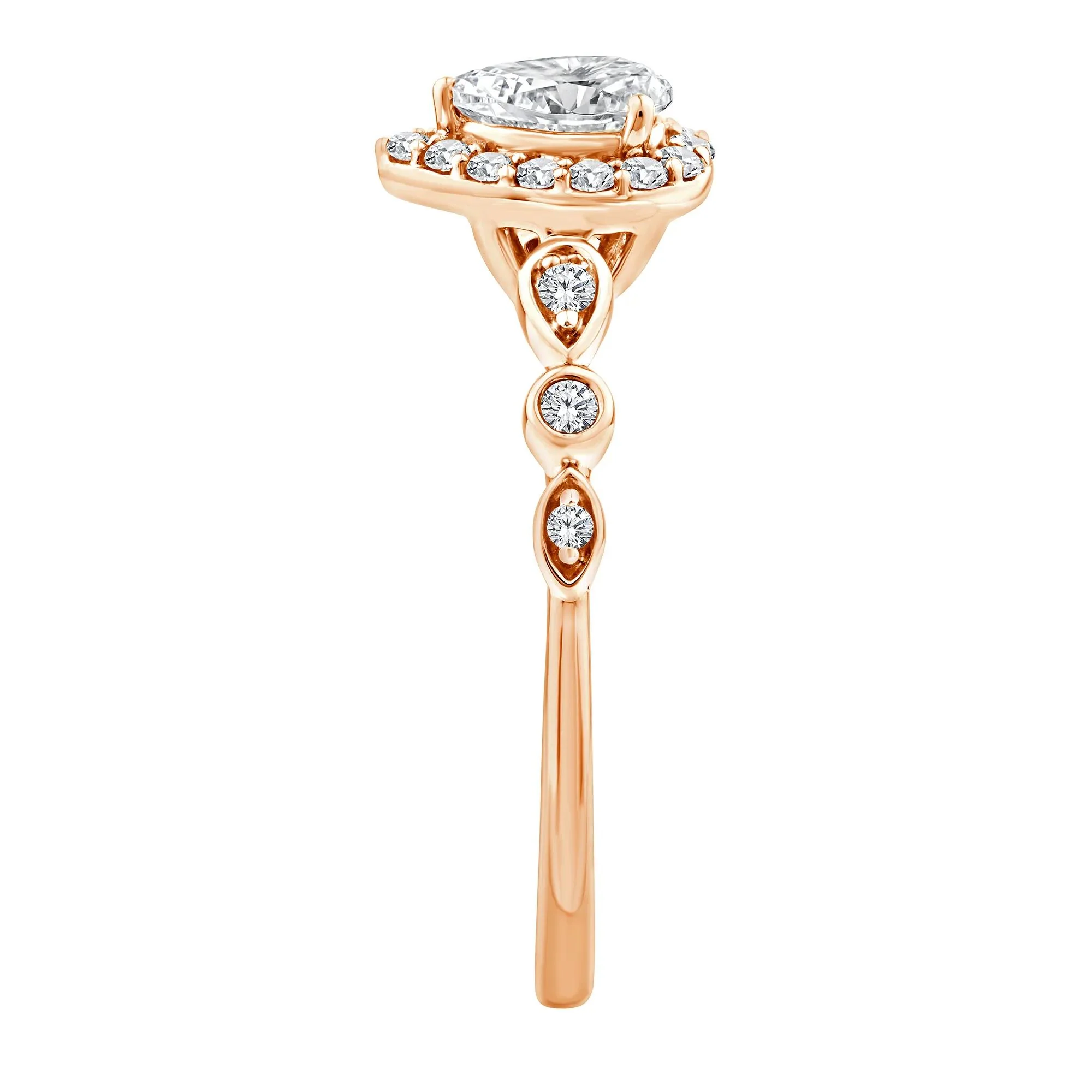 1/2 CT. Tw. Lab Grown Diamond Pear Promise Ring 10K Rose Gold Size 7 1mm - Image 3