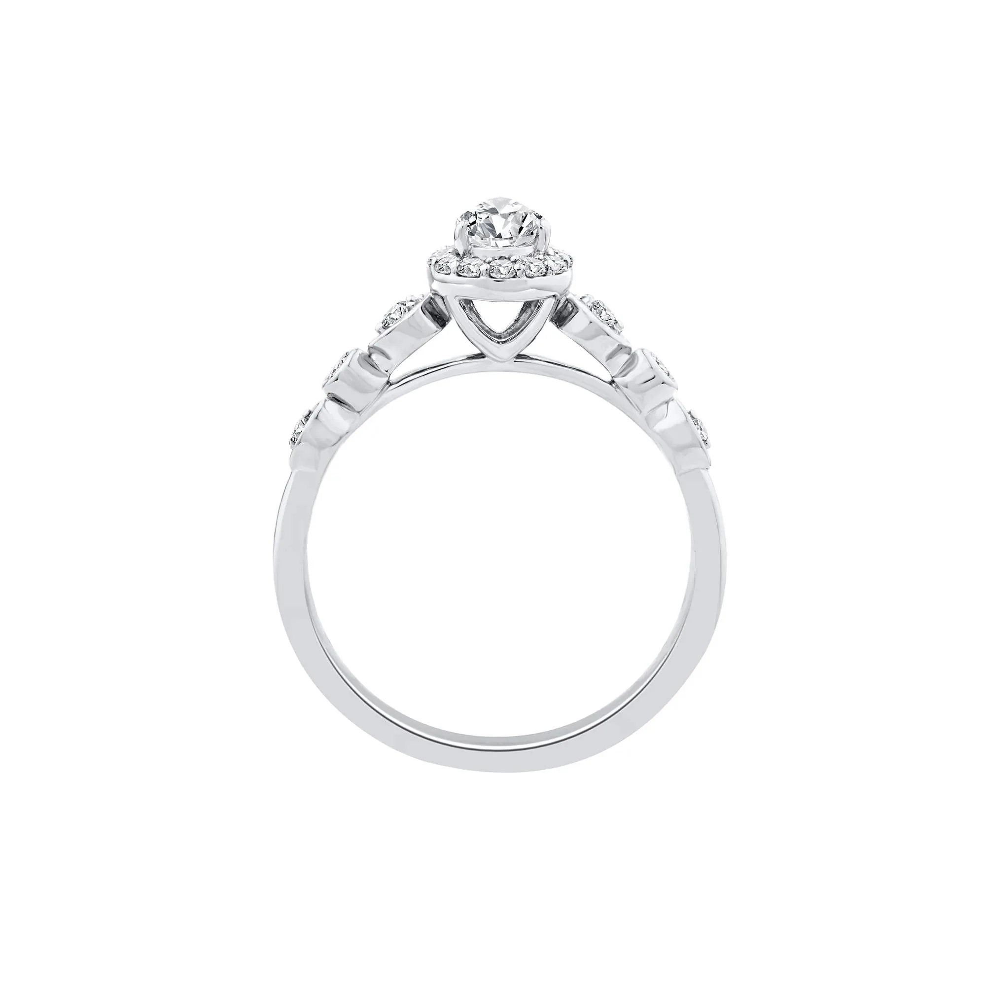1/2 CT. Tw. Lab Grown Diamond Pear Promise Ring 10K White Gold Size 6.5 1mm - Image 2