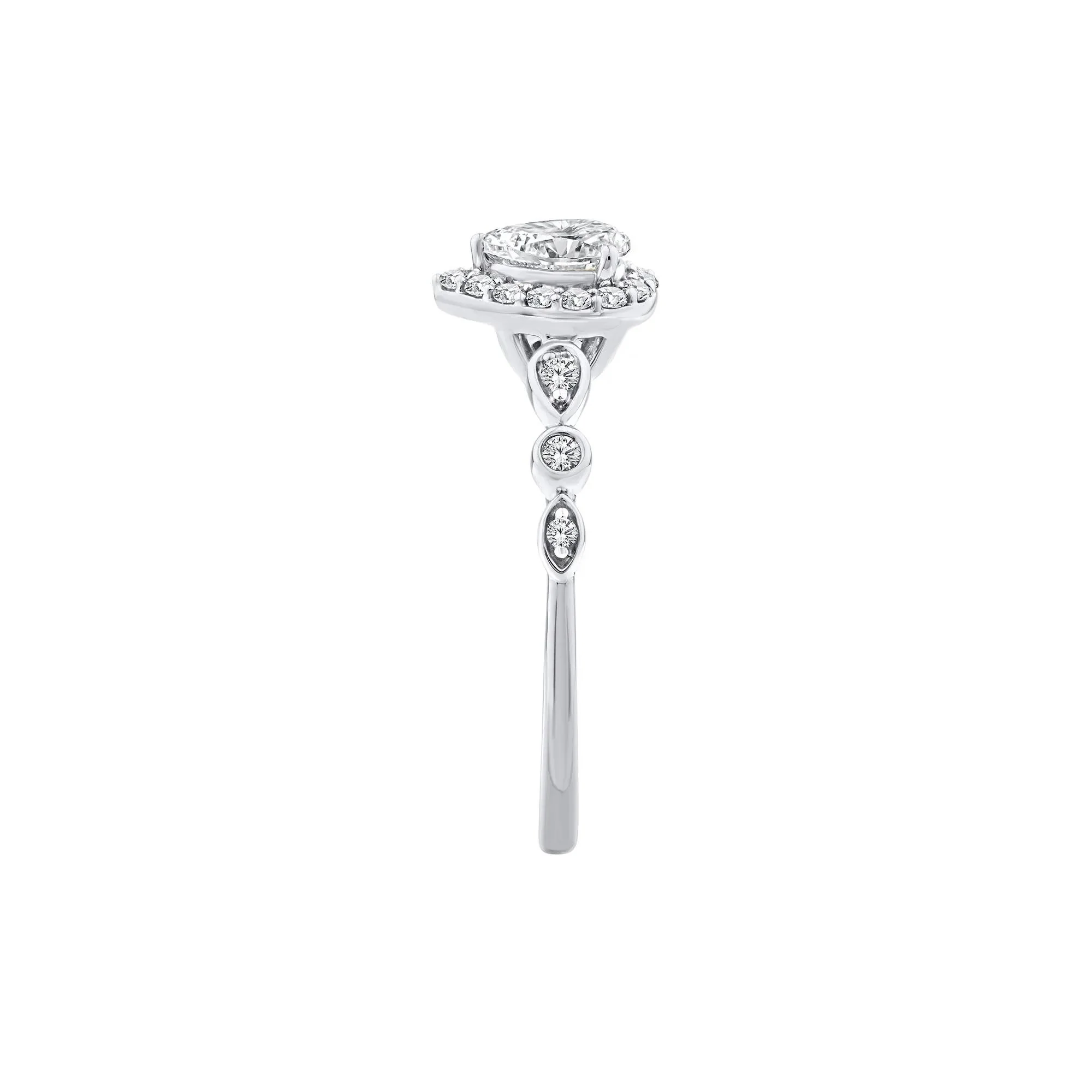 1/2 CT. Tw. Lab Grown Diamond Pear Promise Ring 10K White Gold Size 7 1mm - Image 3