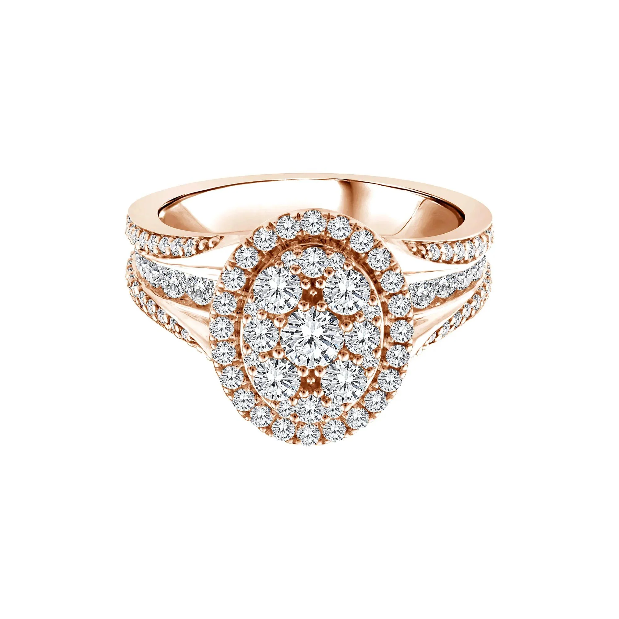 1/2 CT. Tw. Diamond Composite Engagement Ring 10K Rose Gold Round Brilliant Cut Size 7.5
