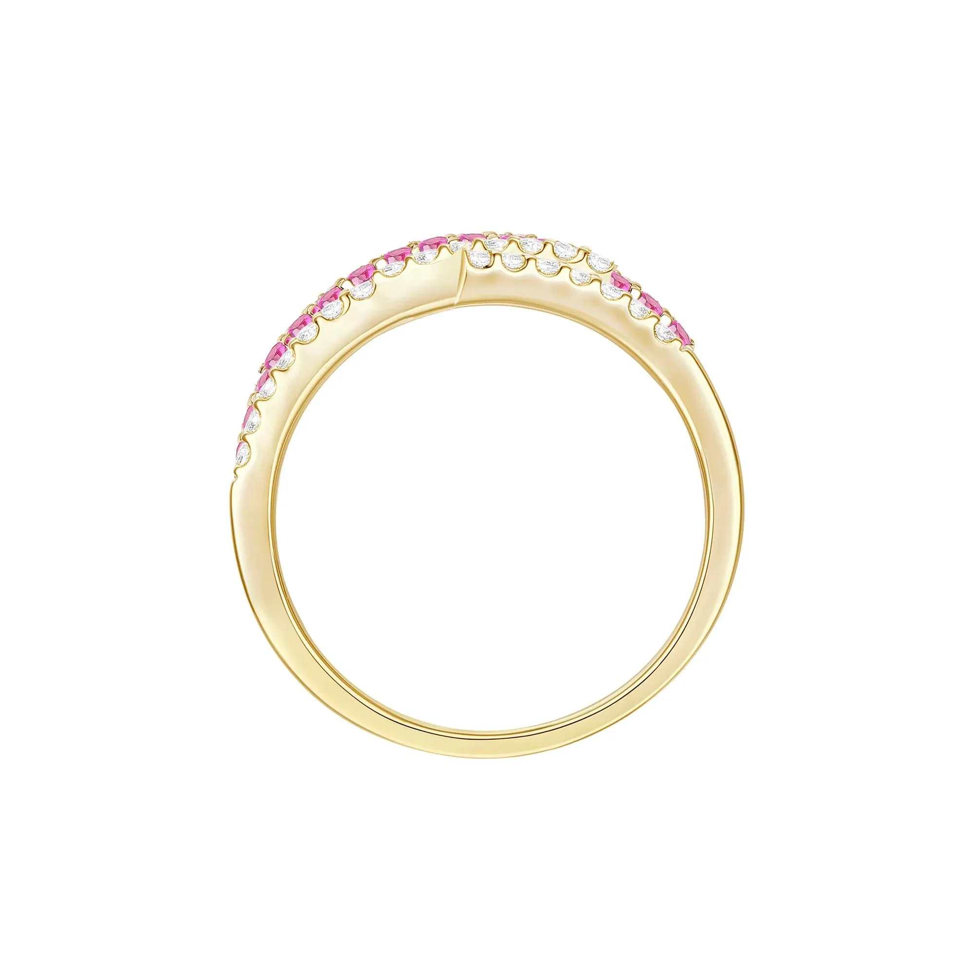 3/8 CT. Tw. Ruby and Diamond Ring 10K Yellow Gold Size 9 1mm - Image 3