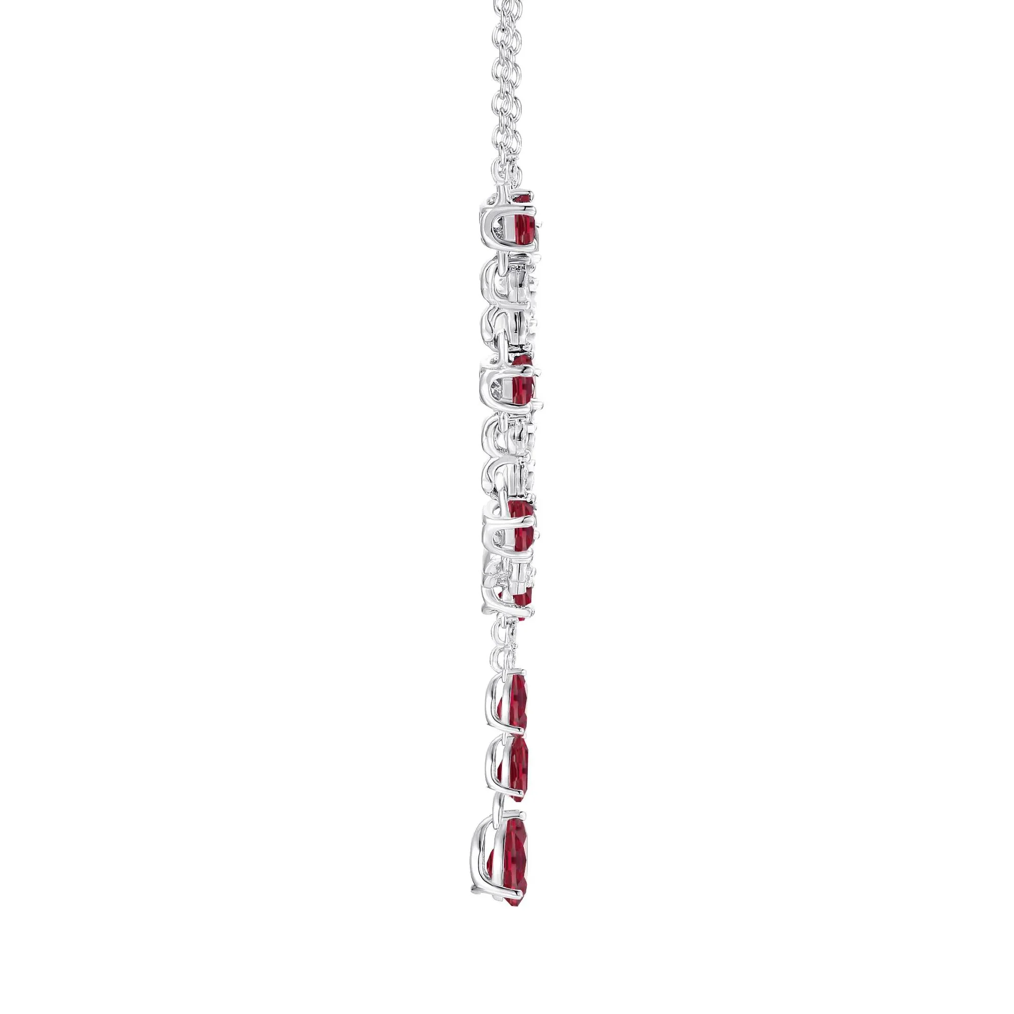 Lab-Created Ruby and Lab-Created White Sapphire Y-Necklace .925 Sterling Silver Size 18" - Image 2