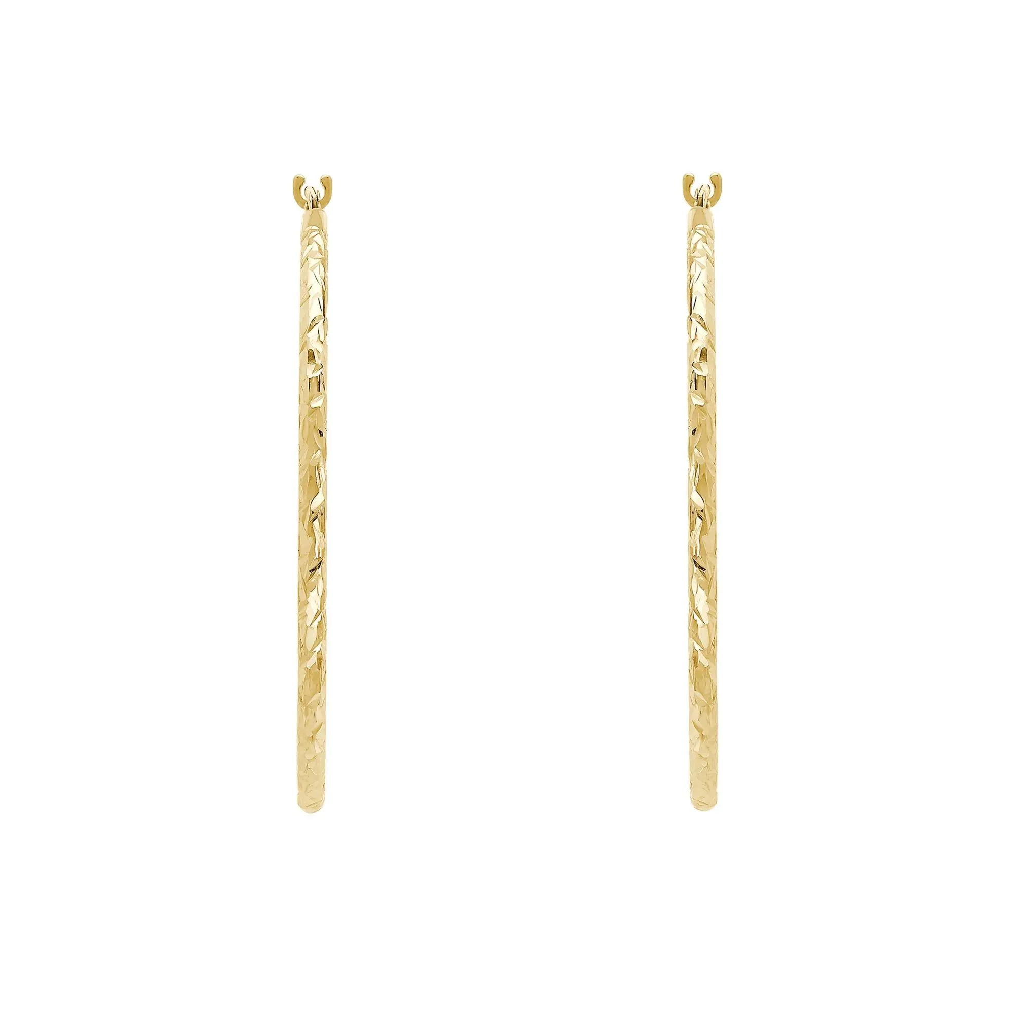 Crystal-Cut Hoops 10K Yellow Gold Ring Size 35.00mm - Image 3